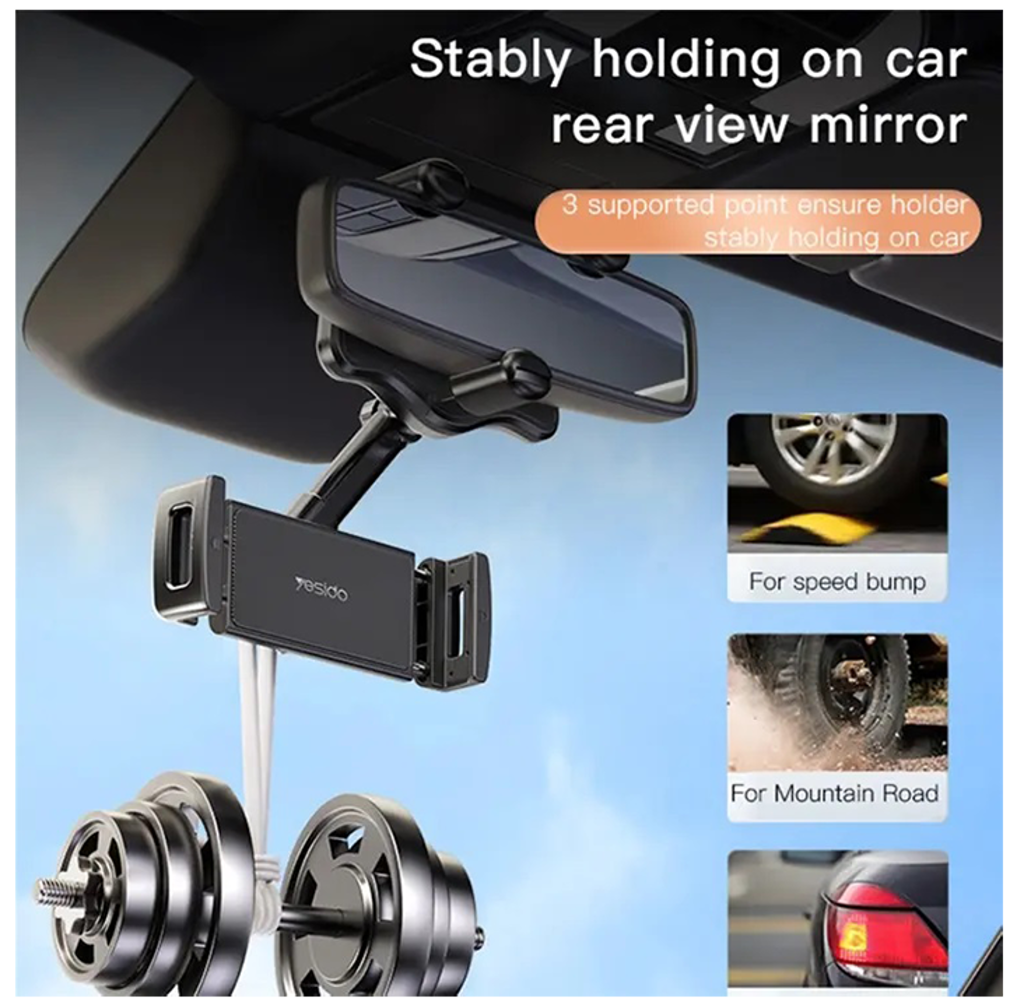 Yesido C196 Car Rearview Mirror Using Phone Holder - Best Prices