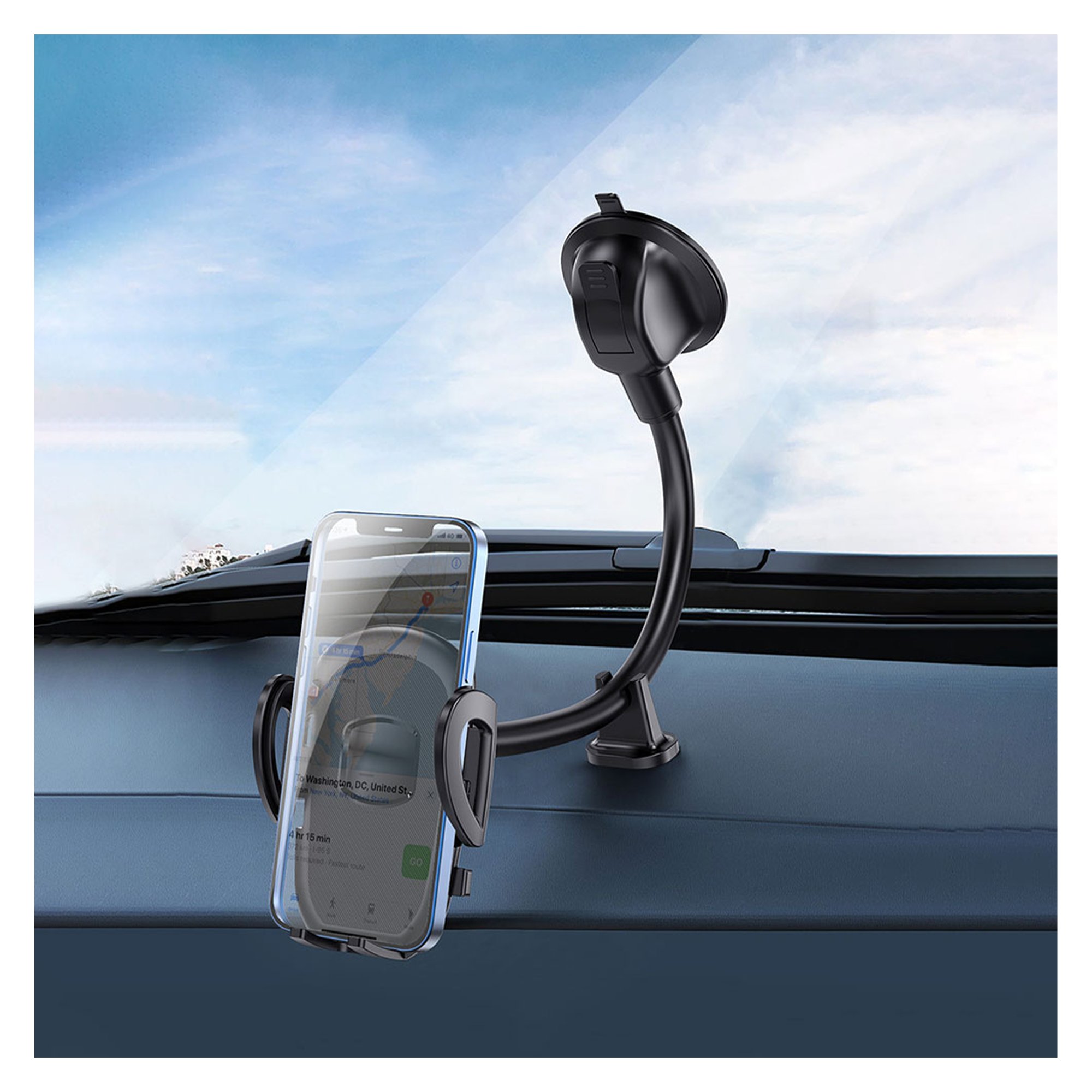 WiWU CH016 Automatic Mechanism Flexible Spiral Suction Cup Design Car Phone Holder - Best Prices