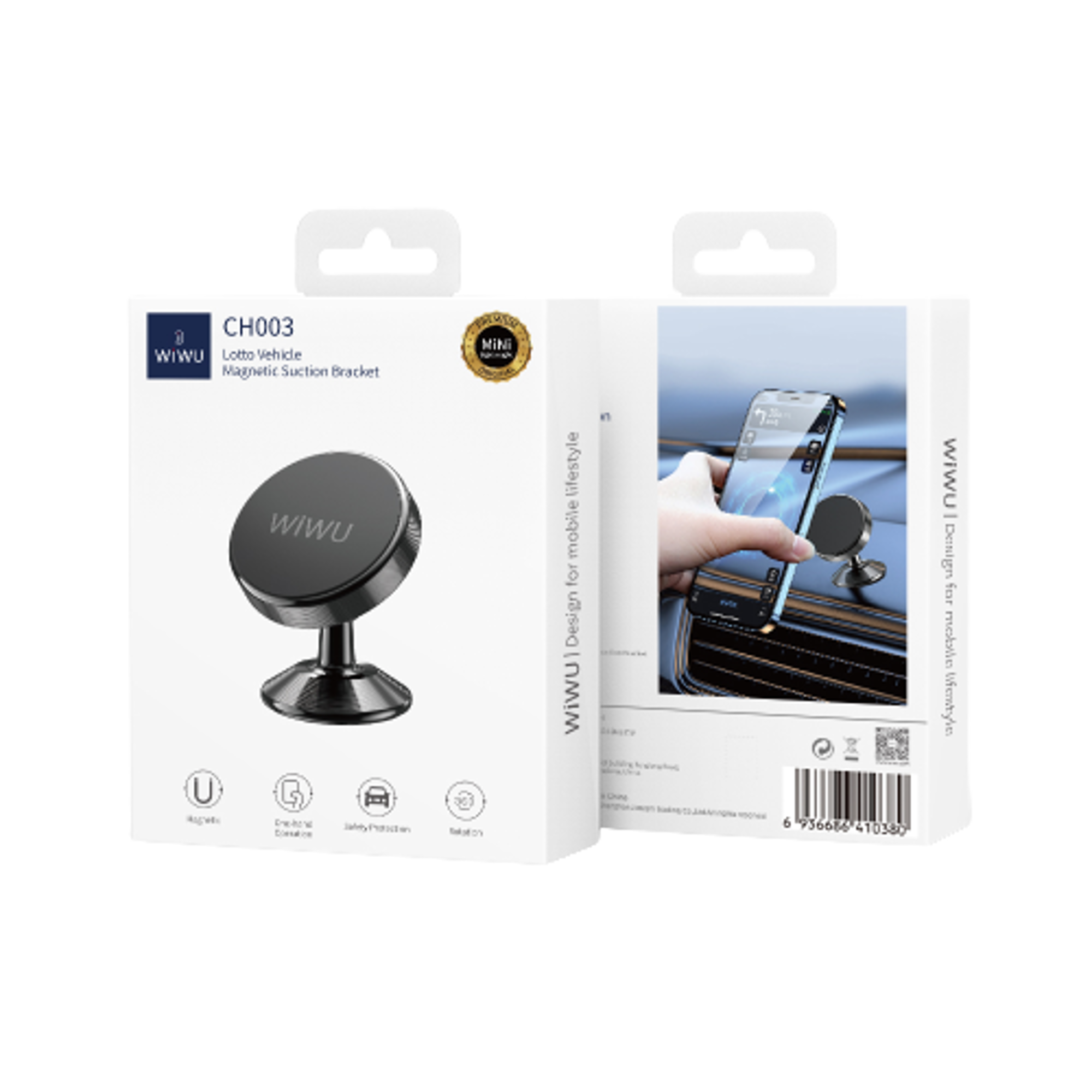 WiWU CH003 360 Degree Rotatable Magnetic Flat Floor Car Phone Holder - Best Prices