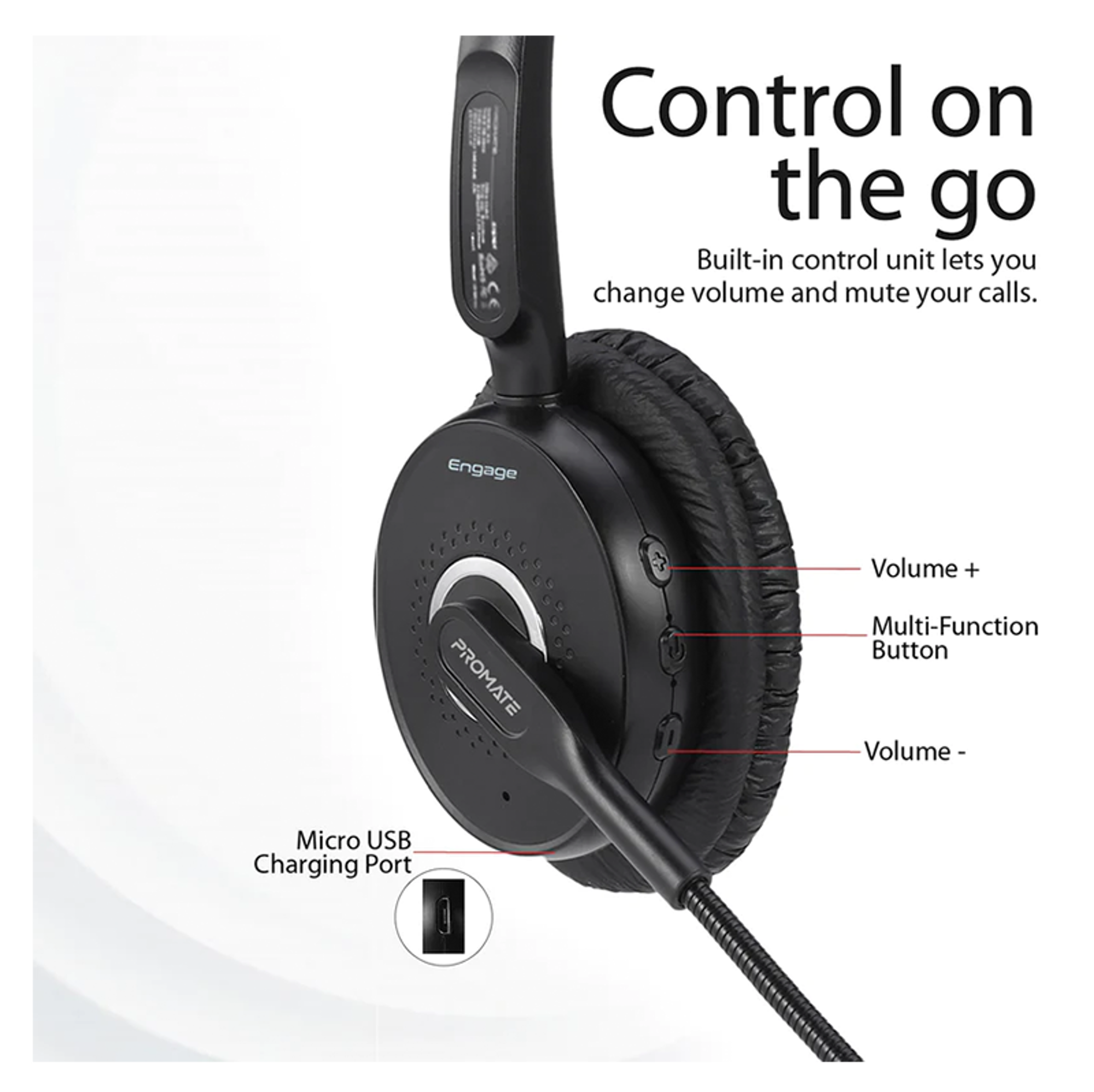 PROMATE Engage HD Voice Clarity Over Ear Mono Earphone - Best Prices
