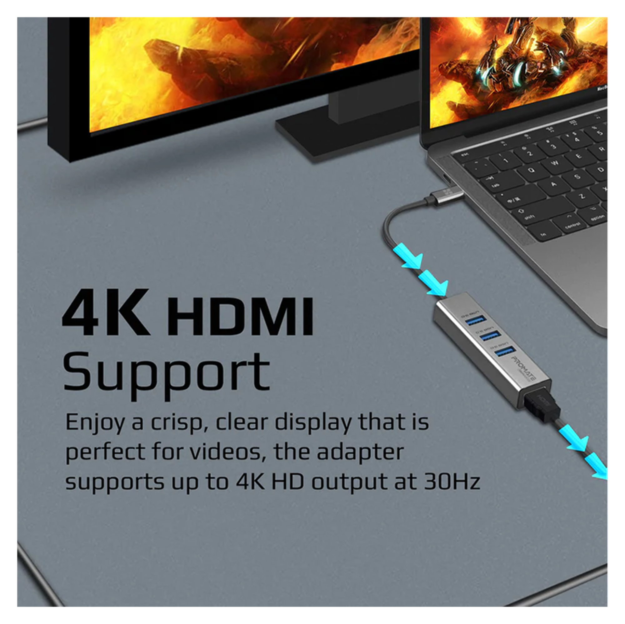 بروميت 4K فيفيد تايب-سي الى HDMI و 3 يو اس بي - أفضل سعر
