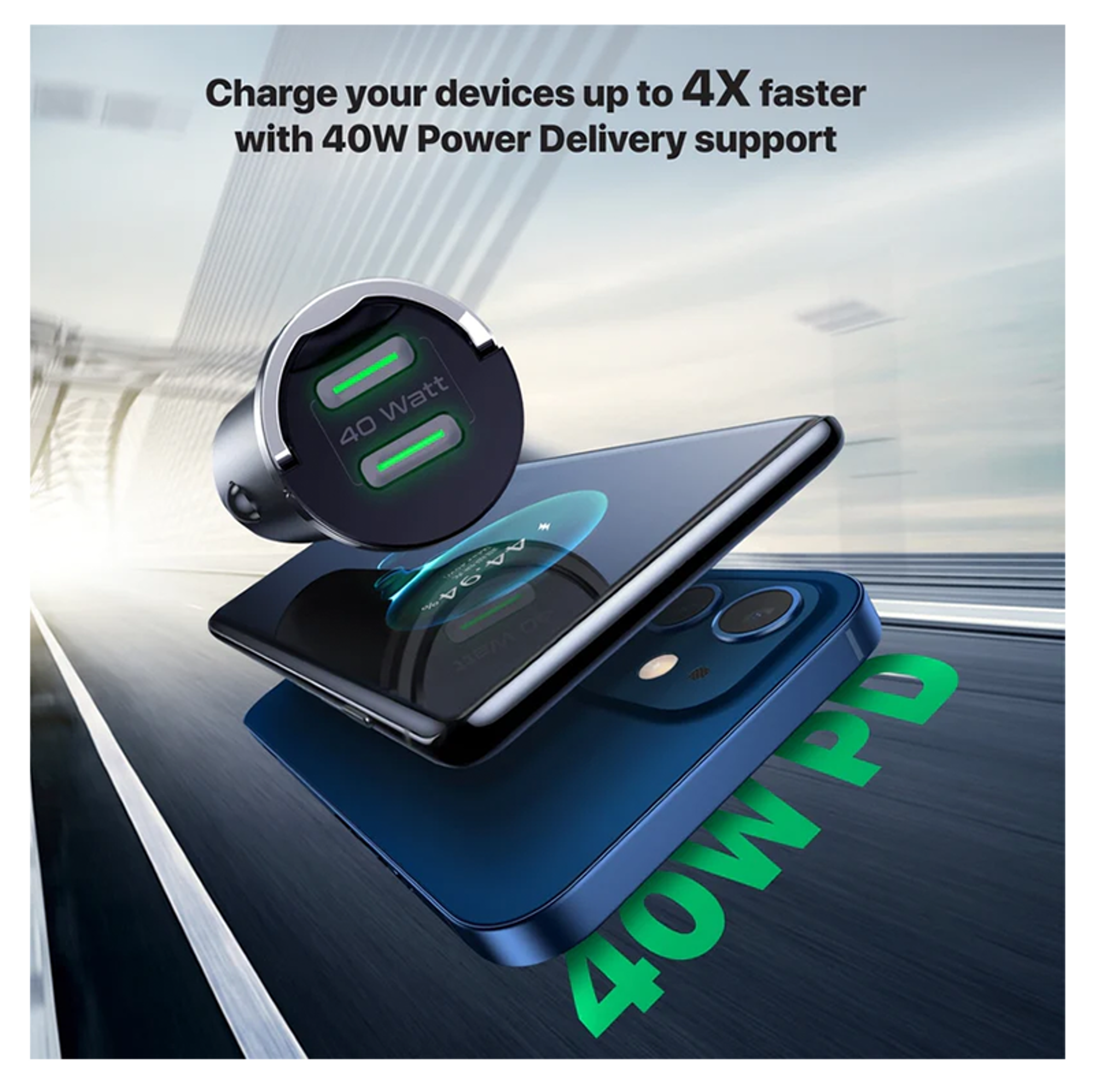 PROMATE RapidCharge™ 40W Car Charger with Dual USB-C Power Delivery Ports - Best Prices