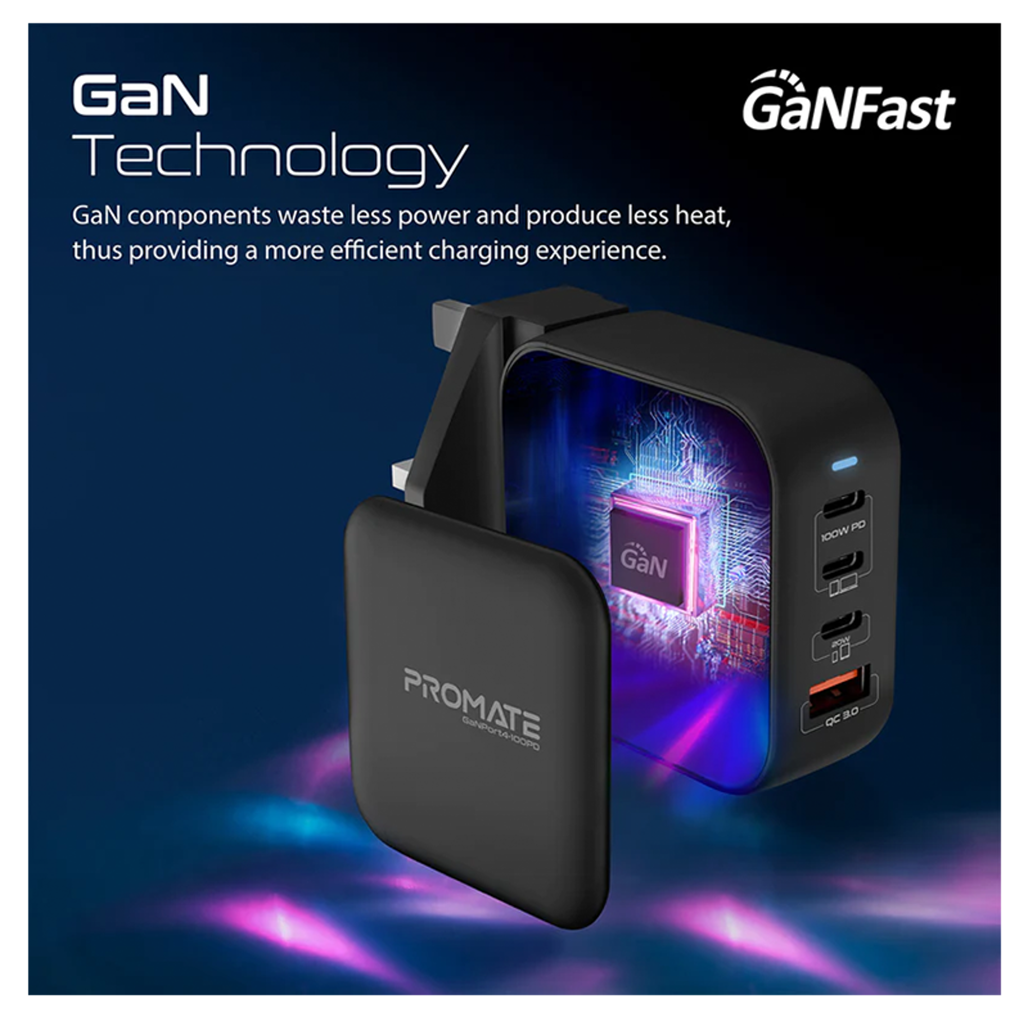 PROMATE 100W Power Delivery GaN Fast™ Charger with QC 3.0 - Best Prices