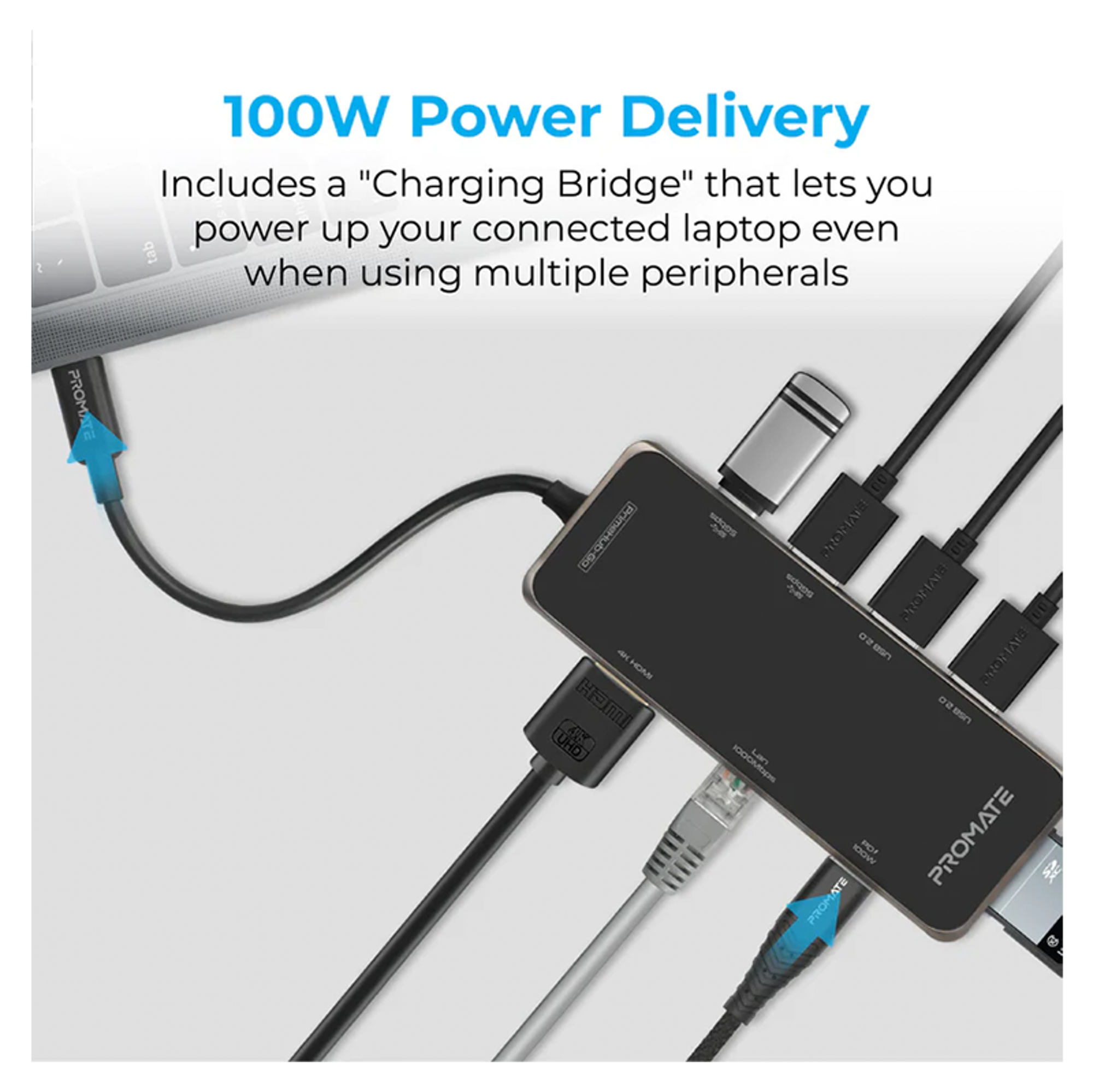 PROMATE 9 in 1 Ultra Compact Multiport Hub 100W Power Delivery - Best Prices