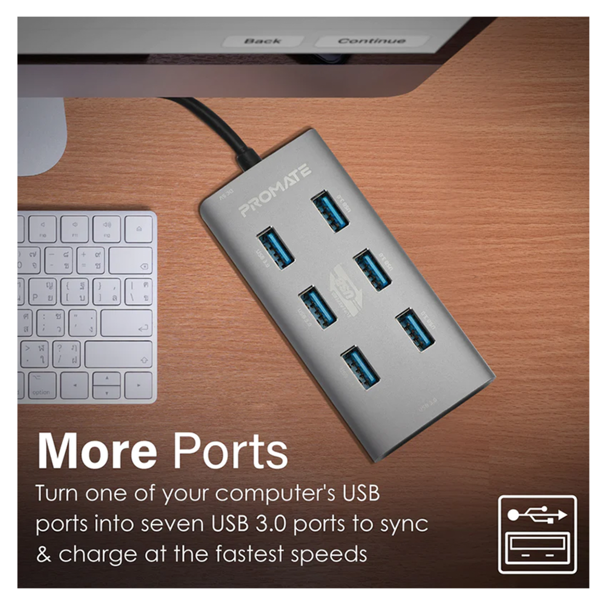 PROMATE 7 in 1 Ultra Compact Multiport Hub - Best Prices