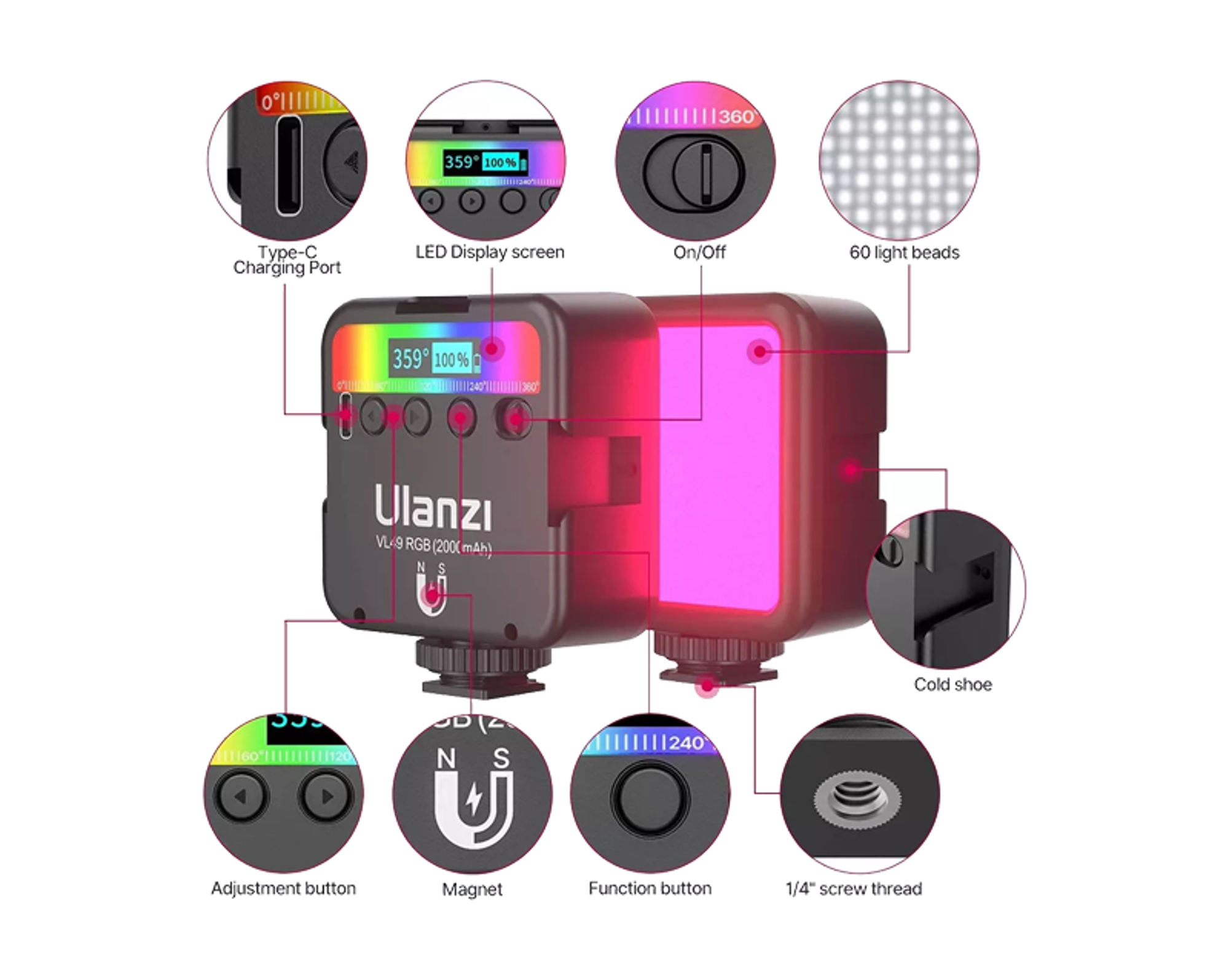 Ulanzi VL49 Rechargeable Mini RGB Light - أفضل سعر