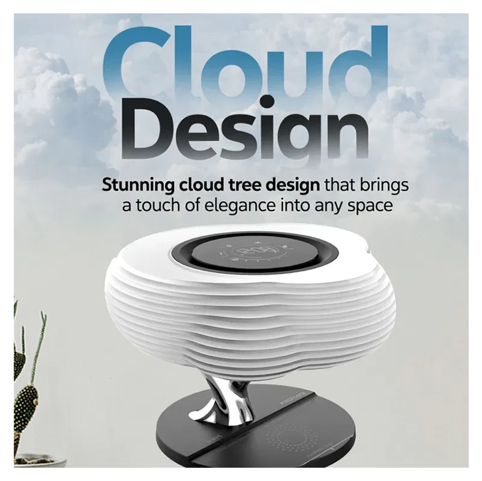 PROMATE 3 in 1 Cloud Design Wireless Speaker with LED Nightlight and Wireless Charger - Best Prices