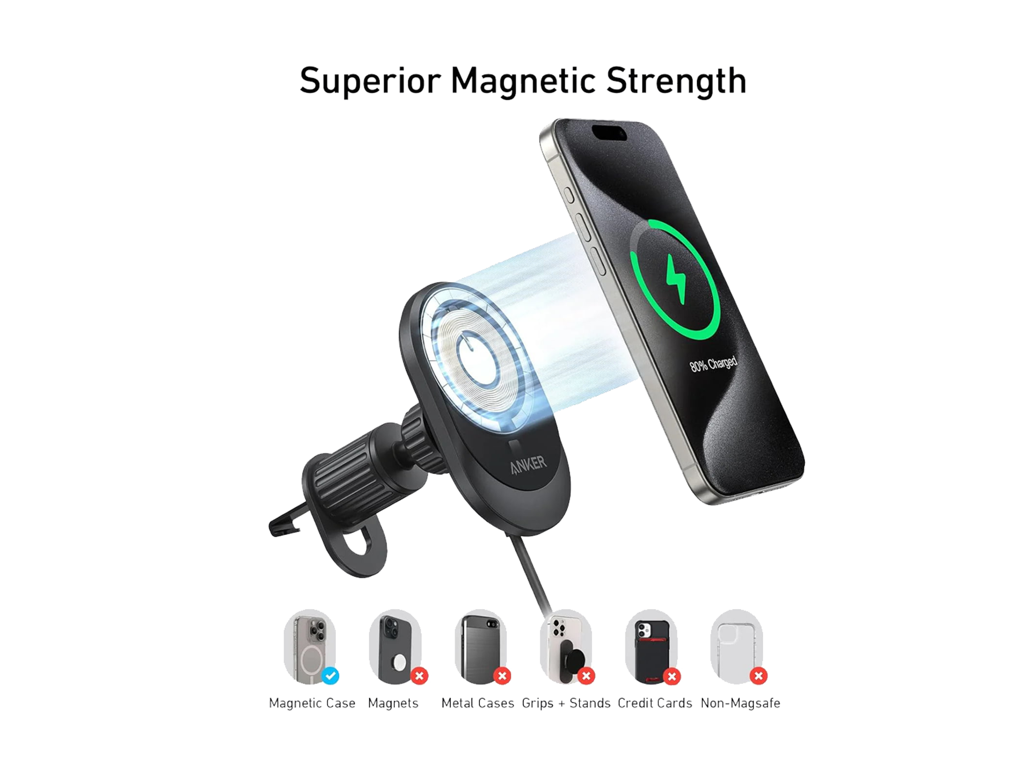 Anker MagGo Wireless Car Charger 15W - Best Prices