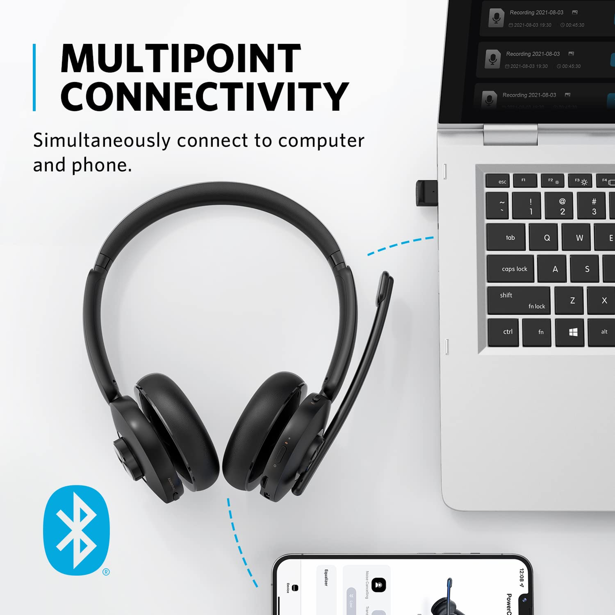 Anker PowerConf H500 Bluetooth Dual-Ear Headset with Microphone - Best Prices