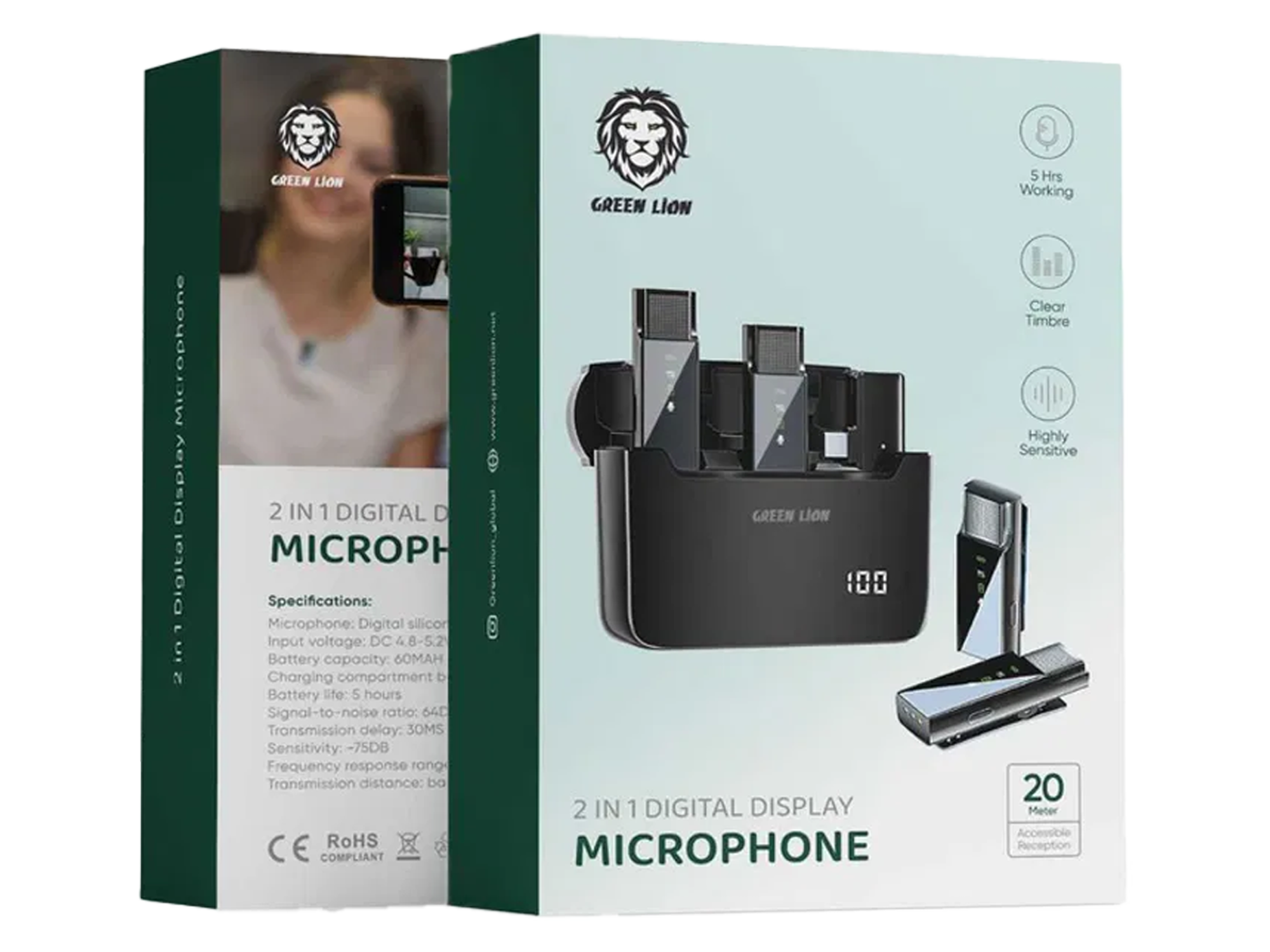 Green Lion 2 in 1 Digital Display Microphone (Type-C) - Best Prices