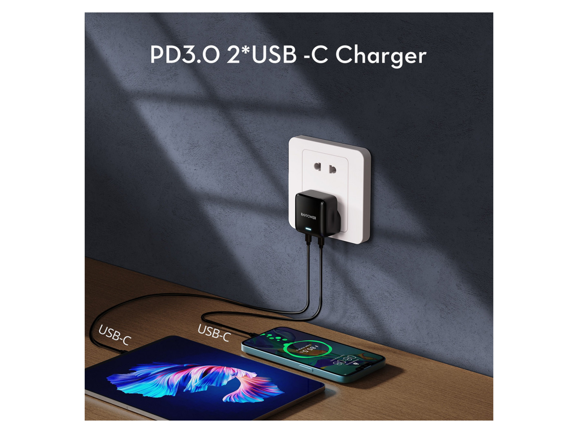 راف باور RP PC1031 PD شاحن حائط بمنفذ مزدوج - أفضل سعر