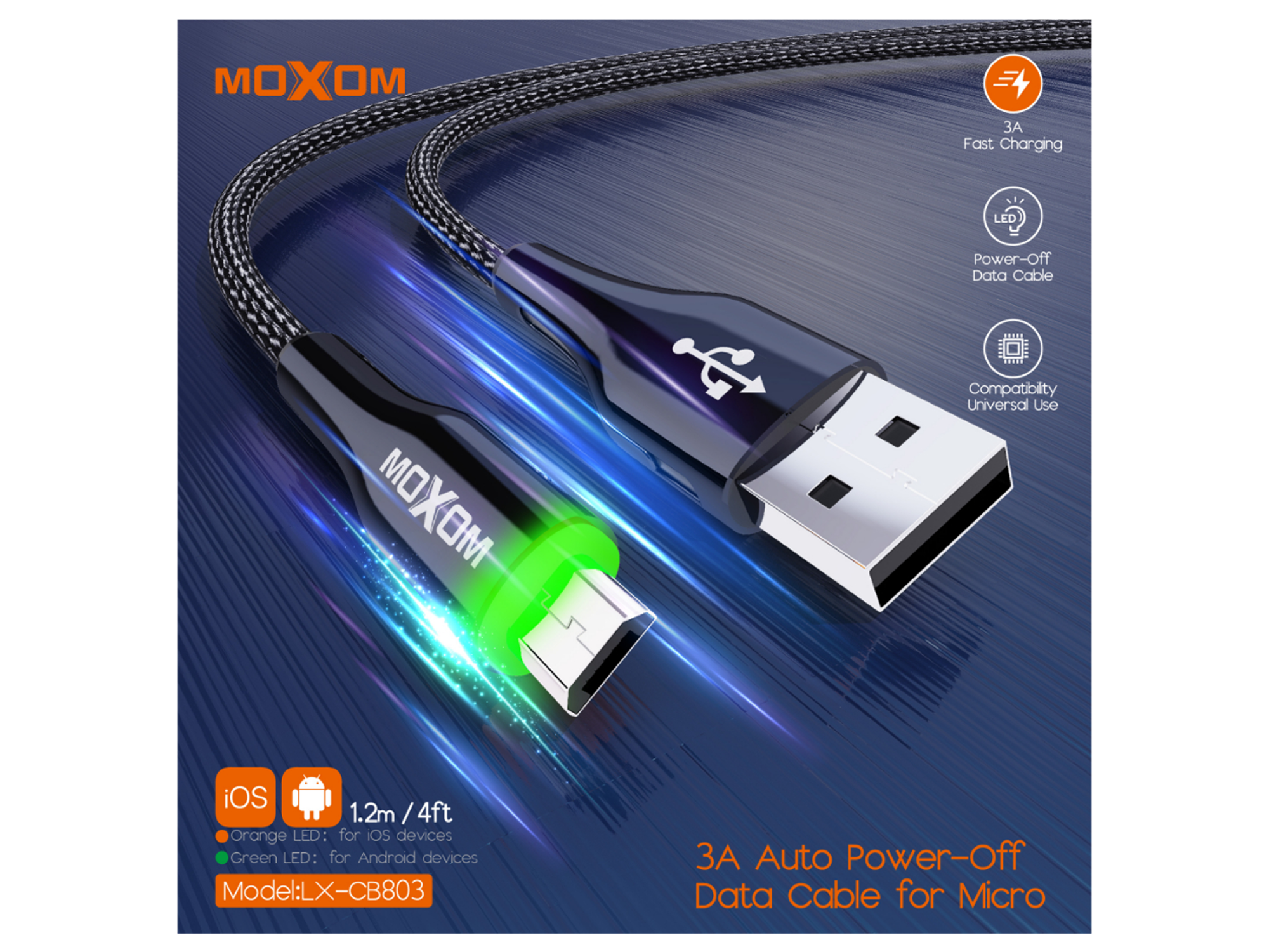 موكسوم LX-CB803 كيبل بيانات بخاصية الإيقاف التلقائي - أفضل سعر