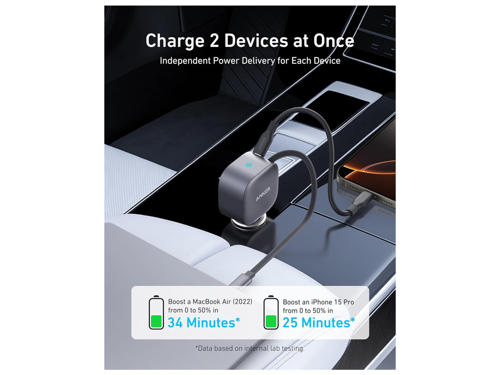 أنكر نانو شاحن سيارة(75 واط، منفذ USB-C، كيبل USB-C قابل للسحب مدمج) - أفضل سعر
