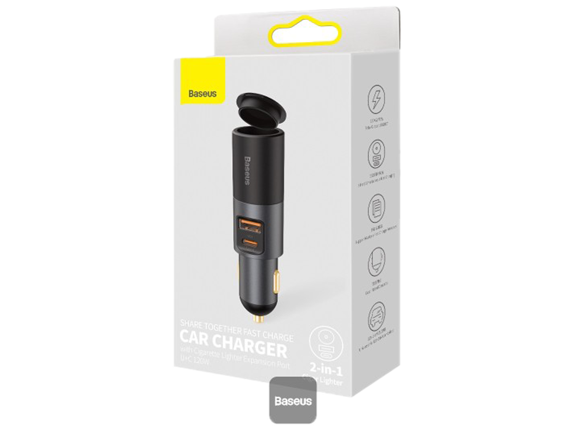 Baseus Share Together Fast Charge Car Charger with Cigarette Lighter Expansion Port U+C 120W - Best Prices