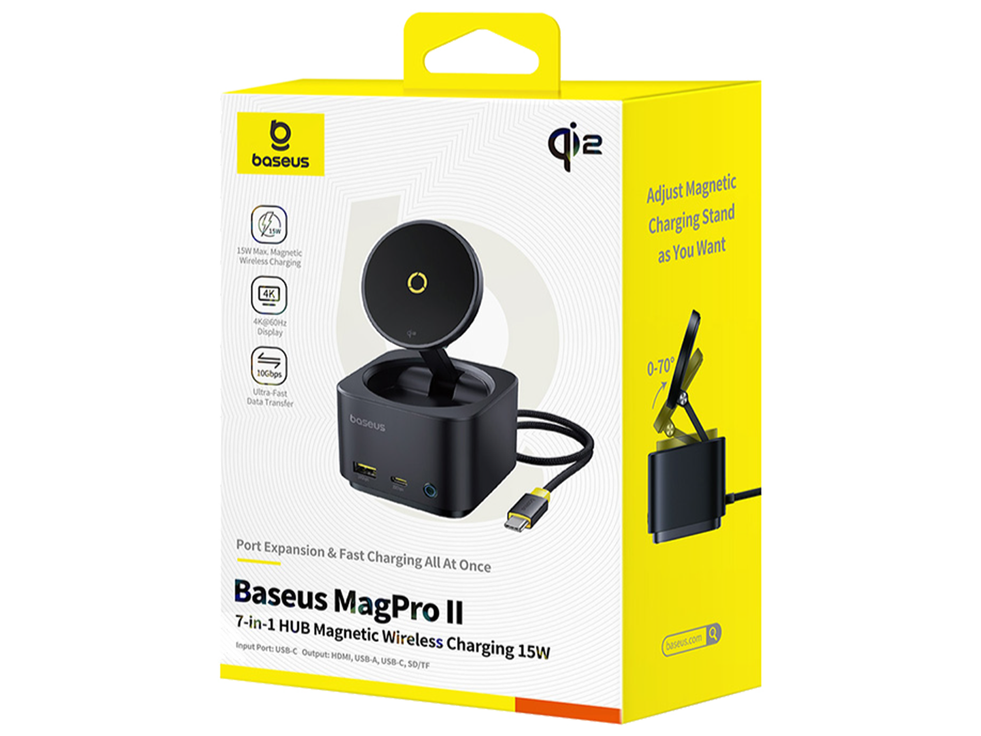 بيسوس Baseus MagPro Series II موزع 7 في 1 للشحن اللاسلكي المغناطيسي بقوة 15 واط - أفضل سعر