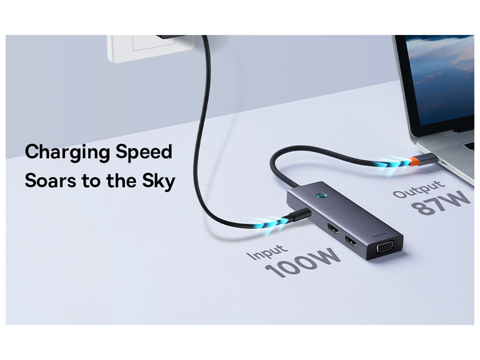 بيسوس Portal Joy Series موزع عرض ثلاثي المنافذ مزود ب 7 منافذ - أفضل سعر