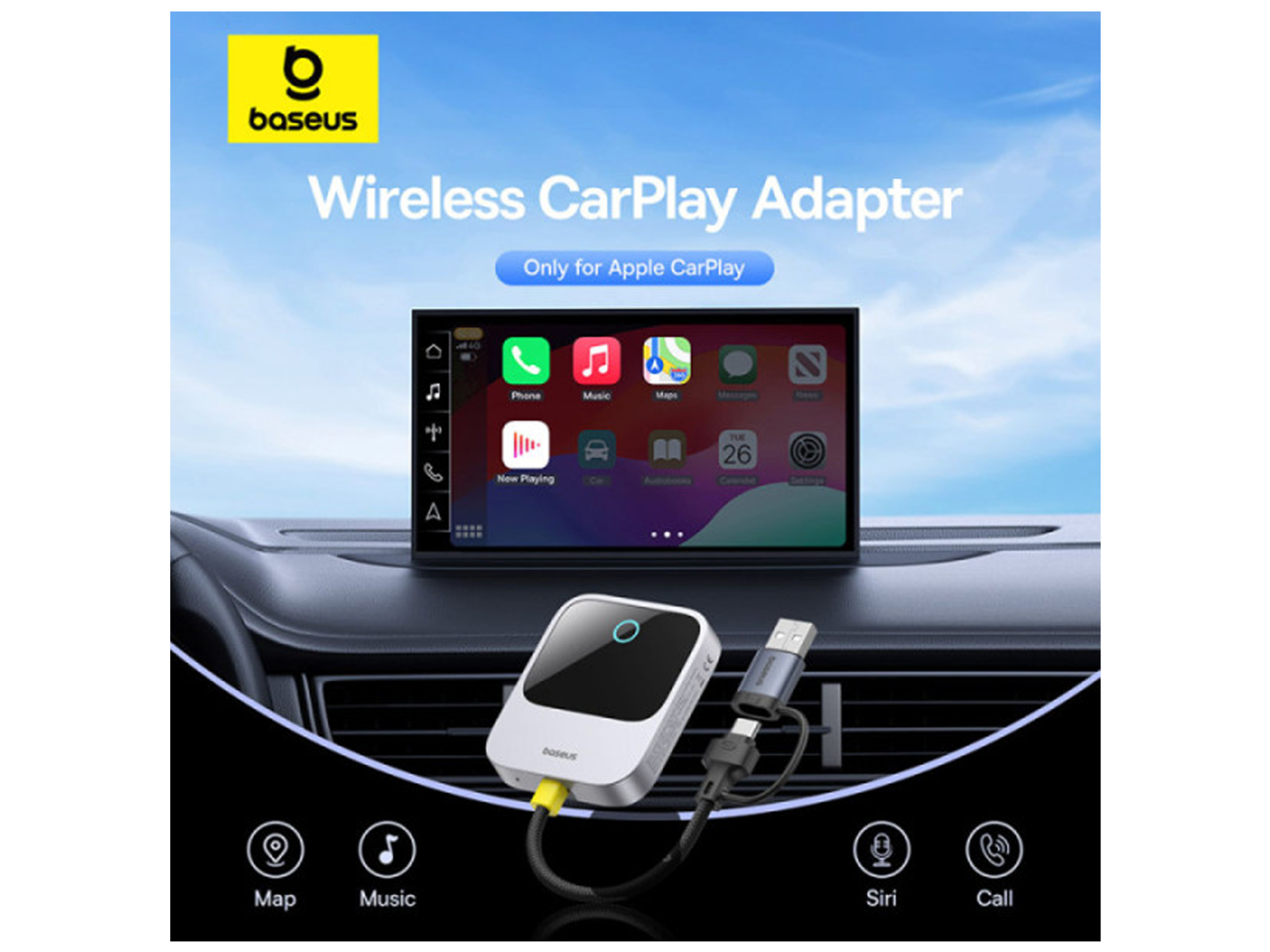 OS-Baseus SafeJourney Series Wireless CarPlay Adapter - Best Prices