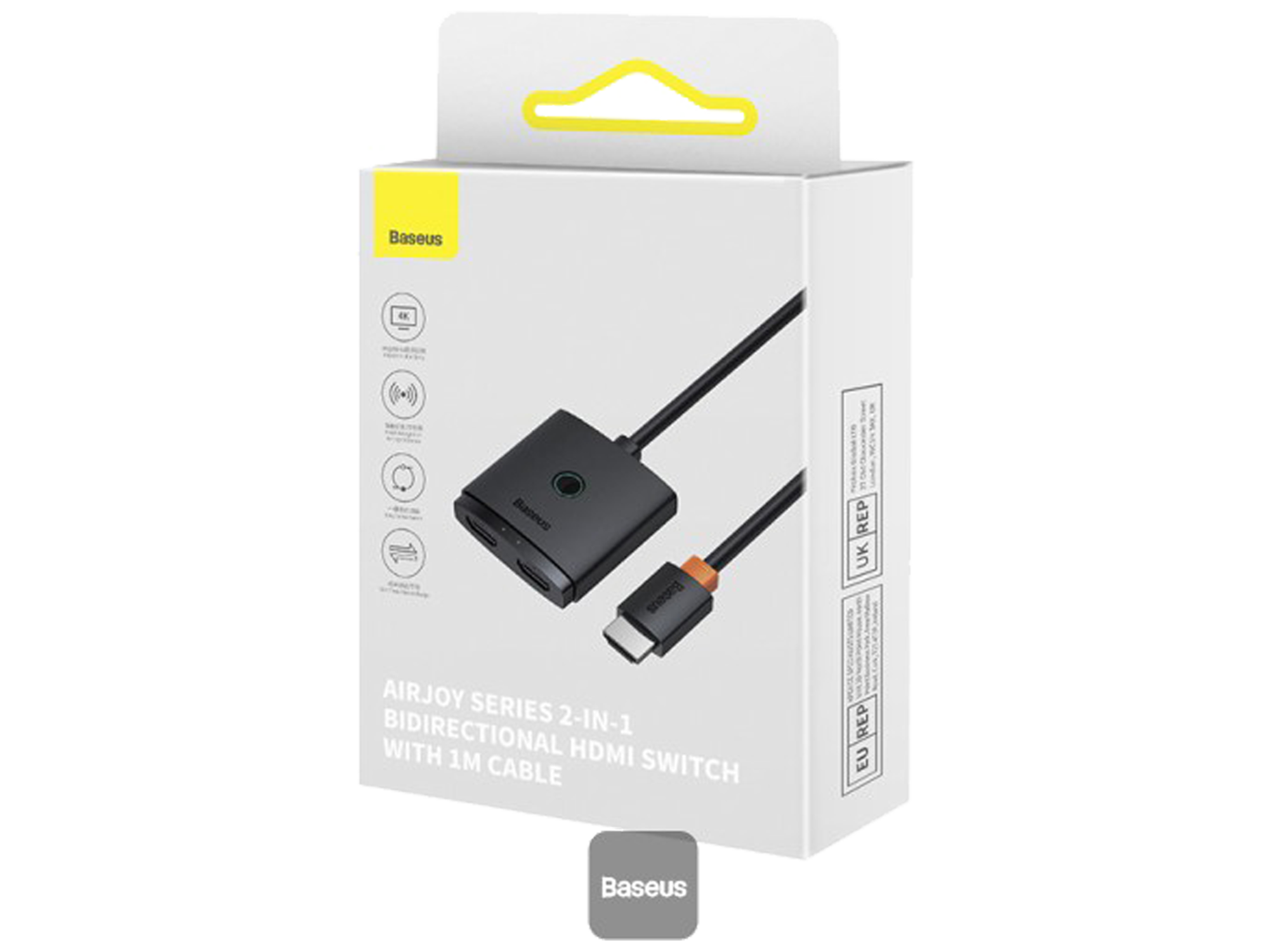 بيسوس AirJoy Series  مفتاح HDMI ثنائي الاتجاه 2 في 1 مع كابل بطول 1 متر - أفضل سعر