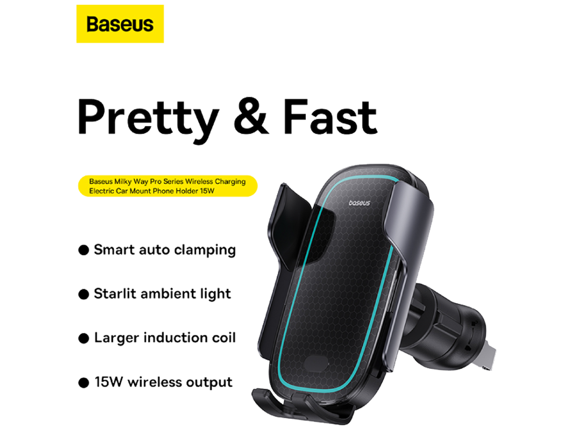 Baseus Milky Way Pro Series Wireless Charging Electric Car Mount Phone Holder 15W - Best Prices