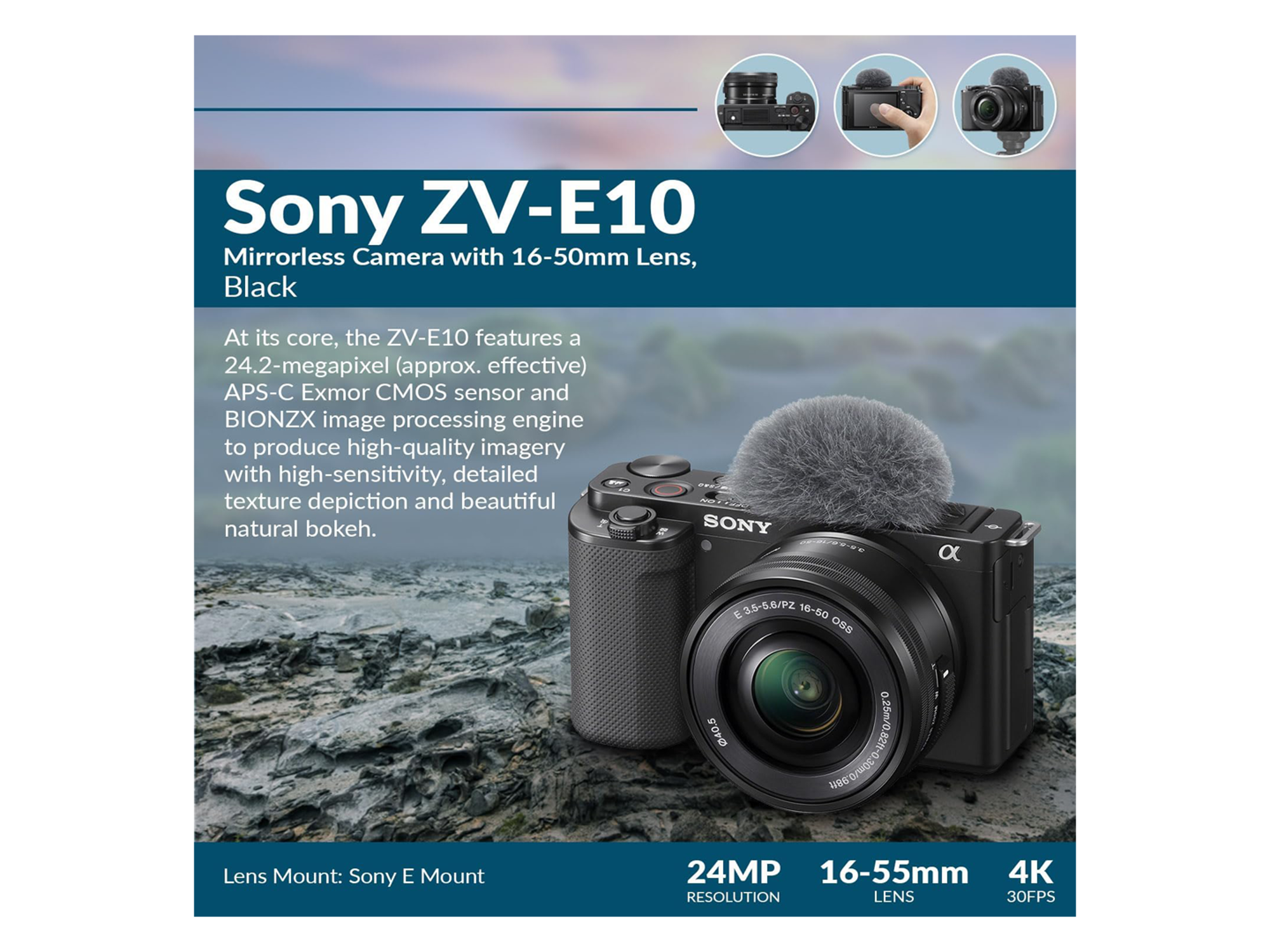 سوني ZV-E10 II APS-C Mirrorless كاميرا بدون مرآة مع عدسة 16-50ملم - أفضل سعر سوني ZV-E10 II APS-C Mirrorless كاميرا بدون مرآة مع عدسة 16-50ملم - أفضل سعر