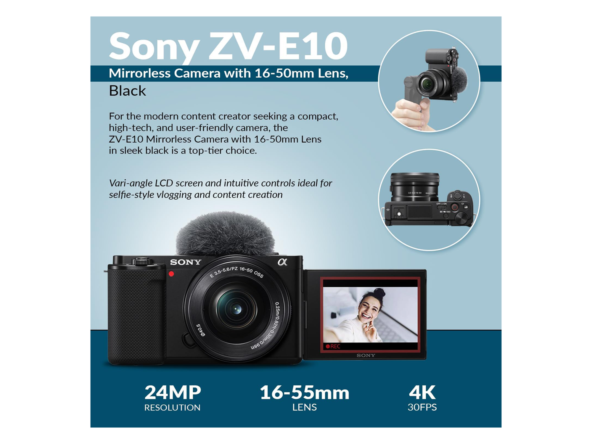 سوني ZV-E10 II APS-C Mirrorless كاميرا بدون مرآة مع عدسة 16-50ملم - أفضل سعر سوني ZV-E10 II APS-C Mirrorless كاميرا بدون مرآة مع عدسة 16-50ملم - أفضل سعر