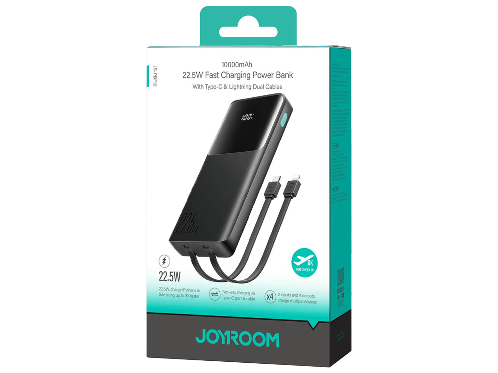 JoyRoom JR-PBF19 22.5W mini Power Bank with Dual Cables 10000mAh - Best Prices