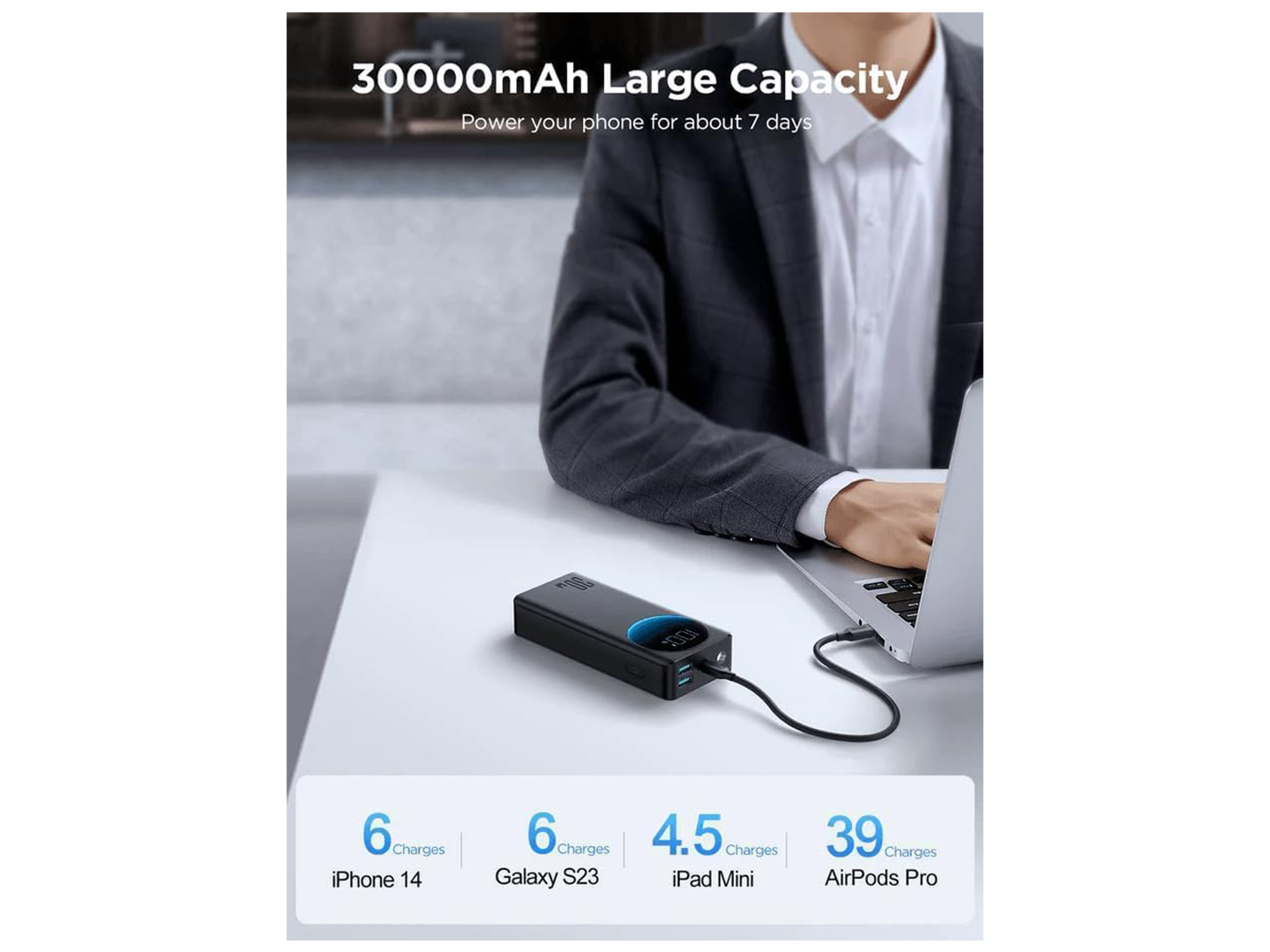 JoyRoom JR-PBF03 30W Power Bank 30000mAh (With USB to Type-C Cable 0.25m) - Best Prices