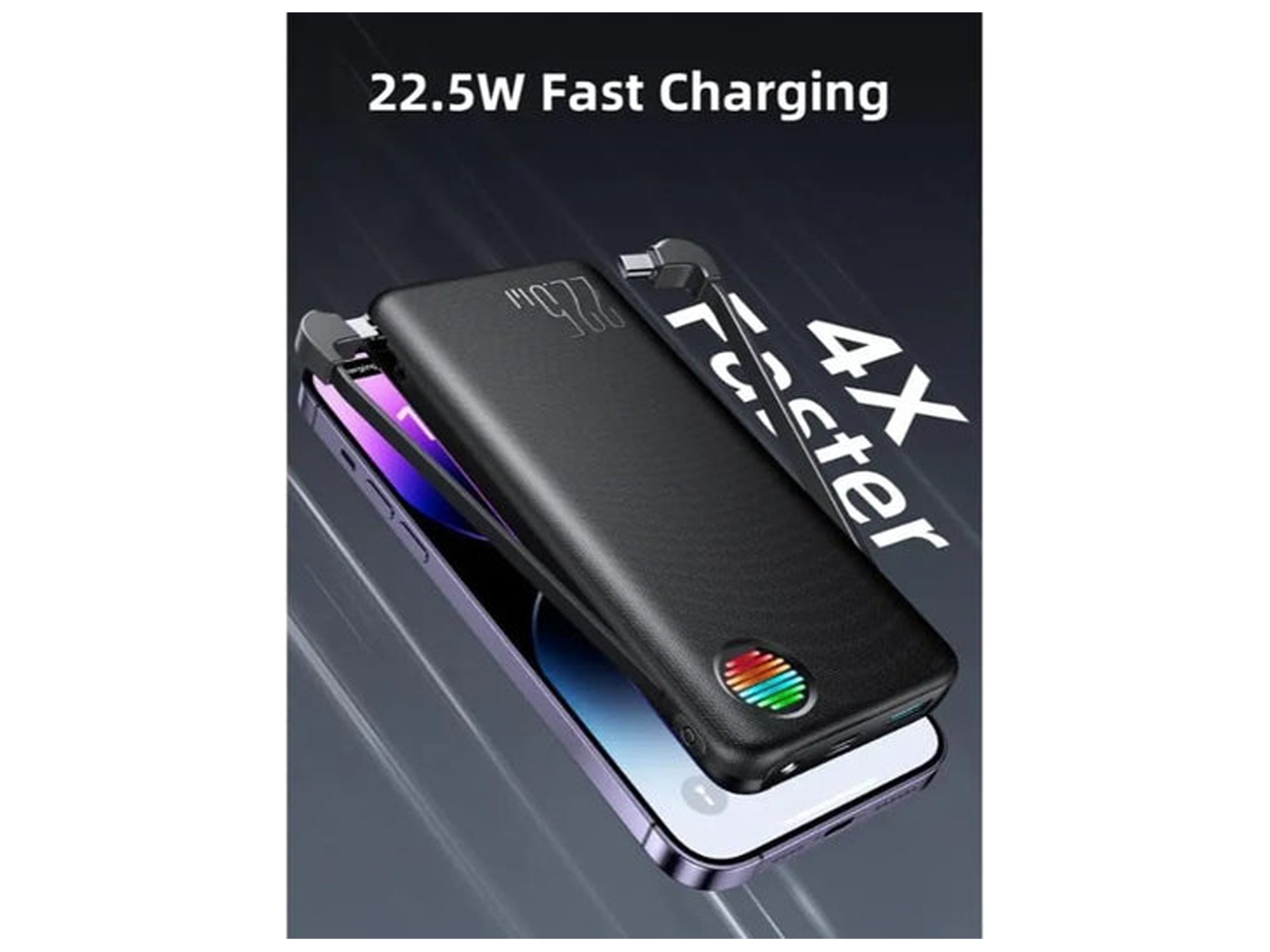JoyRoom JR-L014 22.5W Power Bank With Dual Cables 10000 MAh With Iphone & type C Cable - Best Prices