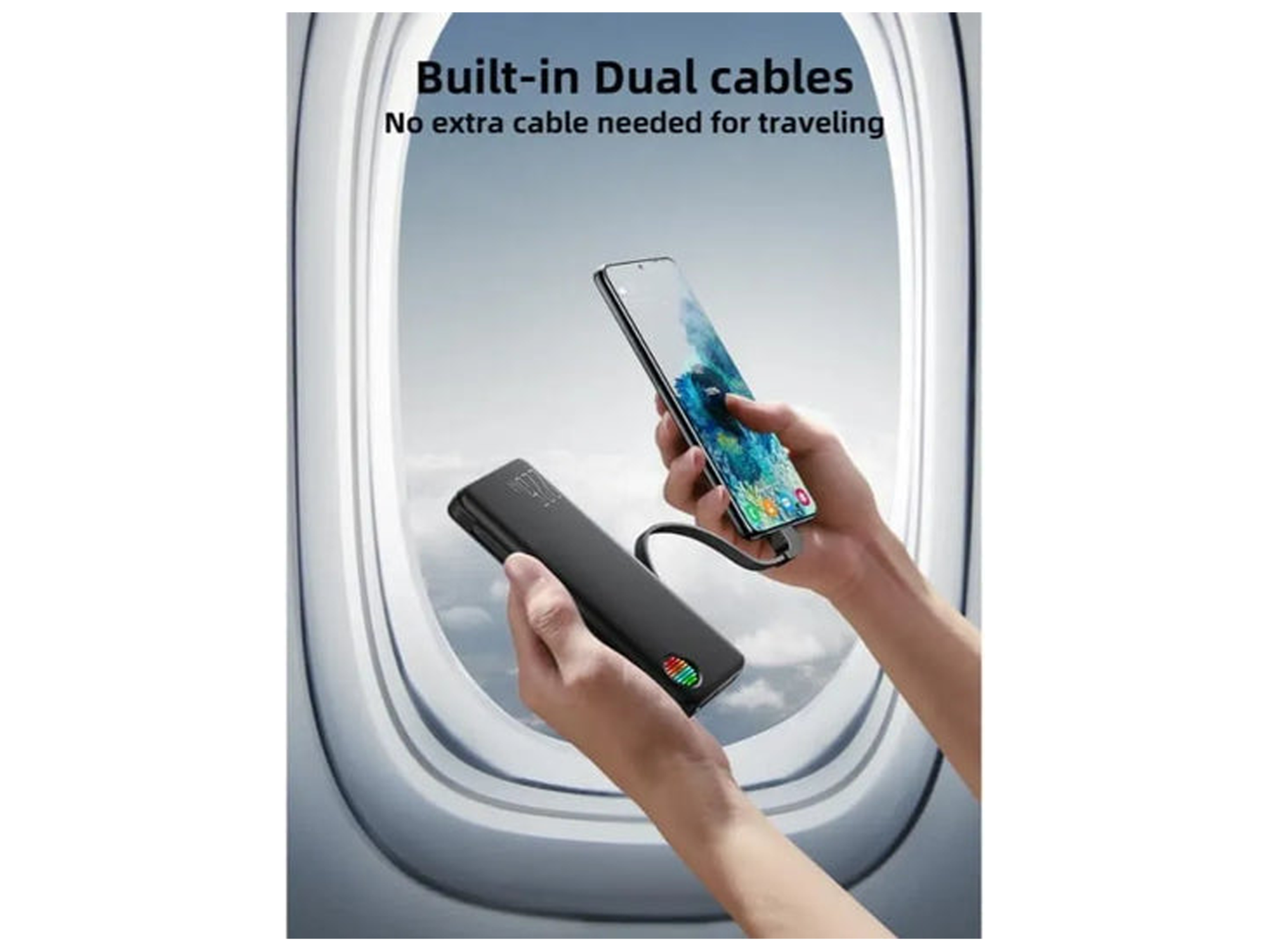 JoyRoom JR-L014 22.5W Power Bank With Dual Cables 10000 MAh With Iphone & type C Cable - Best Prices