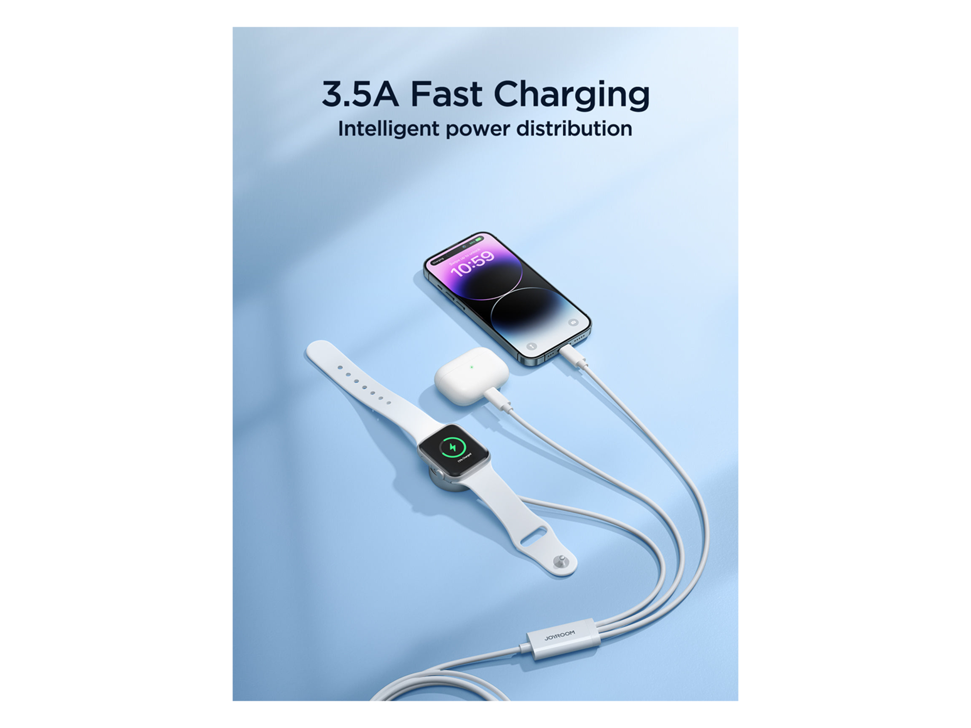 JoyRoom S-IW007 3-in-1 iP Watch Magnetic Charger + Dual Lightning Cable (USB-A) 1.2m - Best Prices