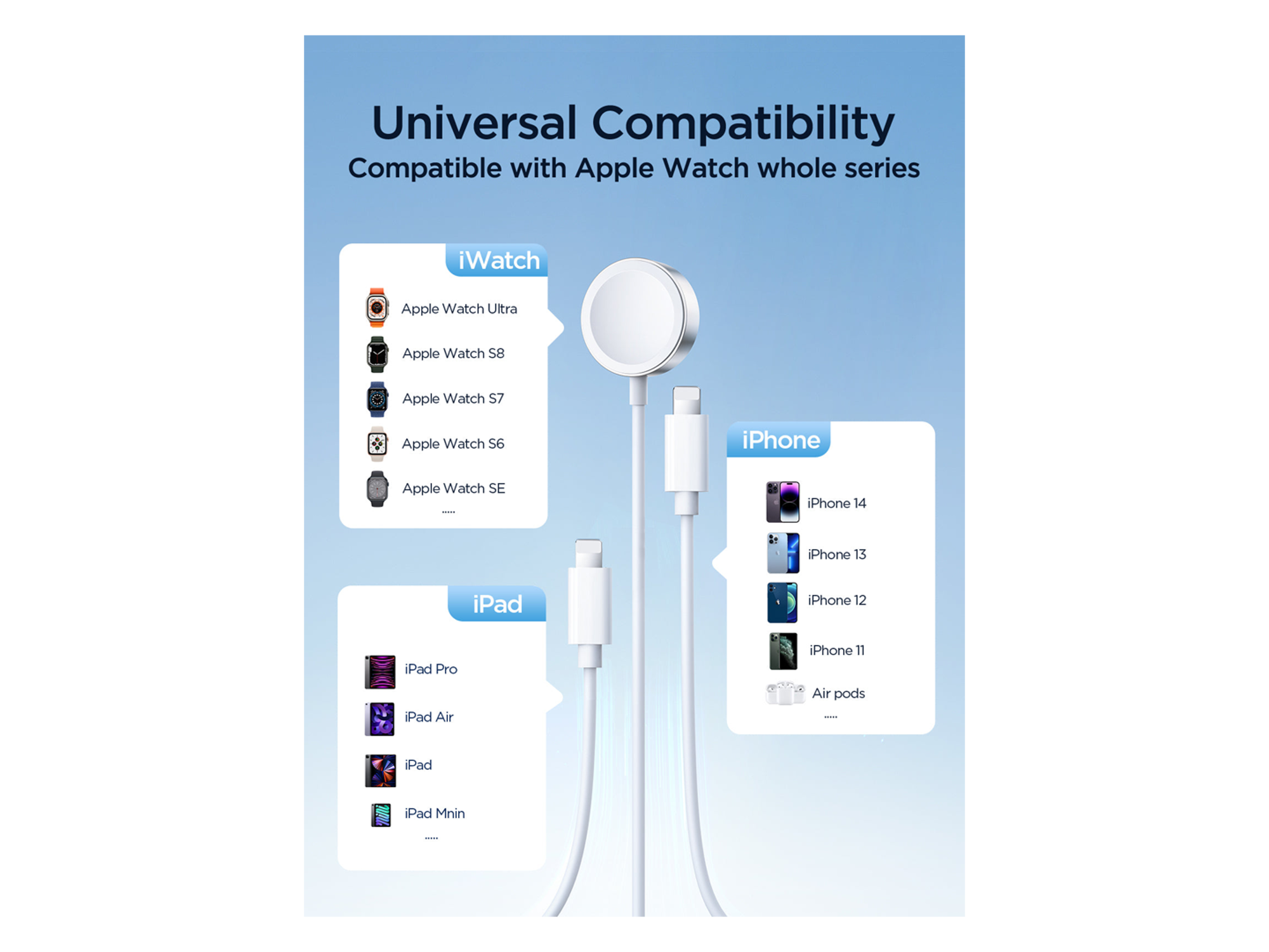 JoyRoom S-IW007 3-in-1 iP Watch Magnetic Charger + Dual Lightning Cable (USB-A) 1.2m - Best Prices