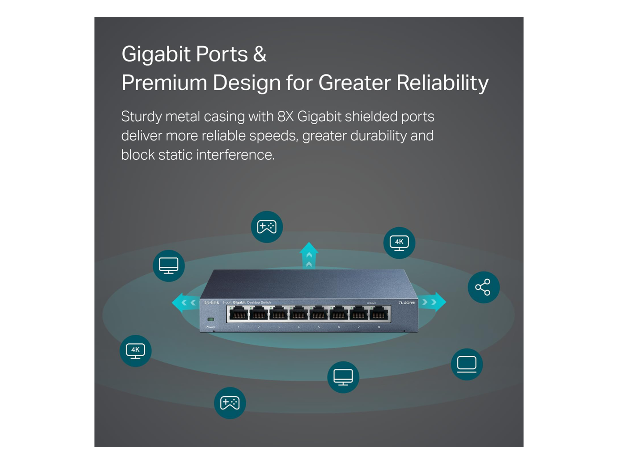 تي بي لينك محول مكتبي TL-SG108 | 8-Port 10/100/1000 ميجابايت - أفضل سعر