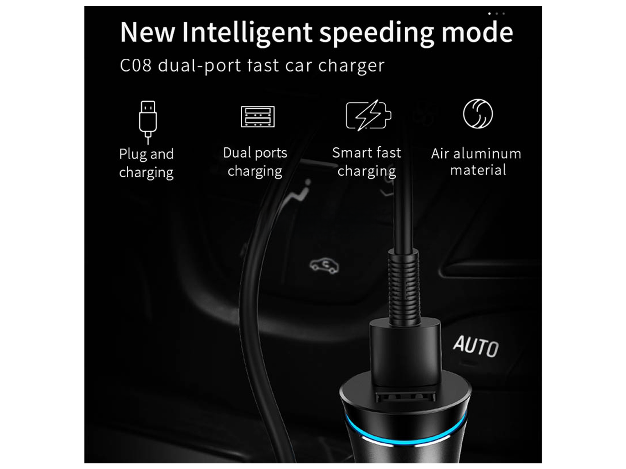 جوي رووم JR-C08 شاحن سيارة من سلسلة Extreme Speed بمنفذي USB QC3.0 و2.4A - أفضل سعر