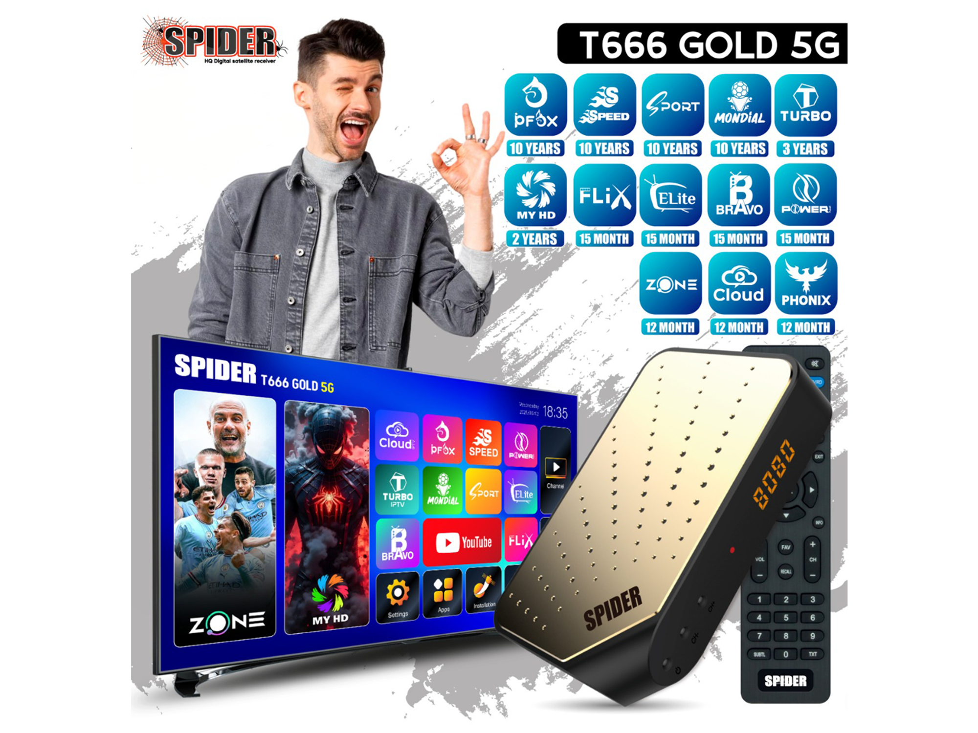 سبايدر T666 جولد 5G ريسيفر - أفضل سعر