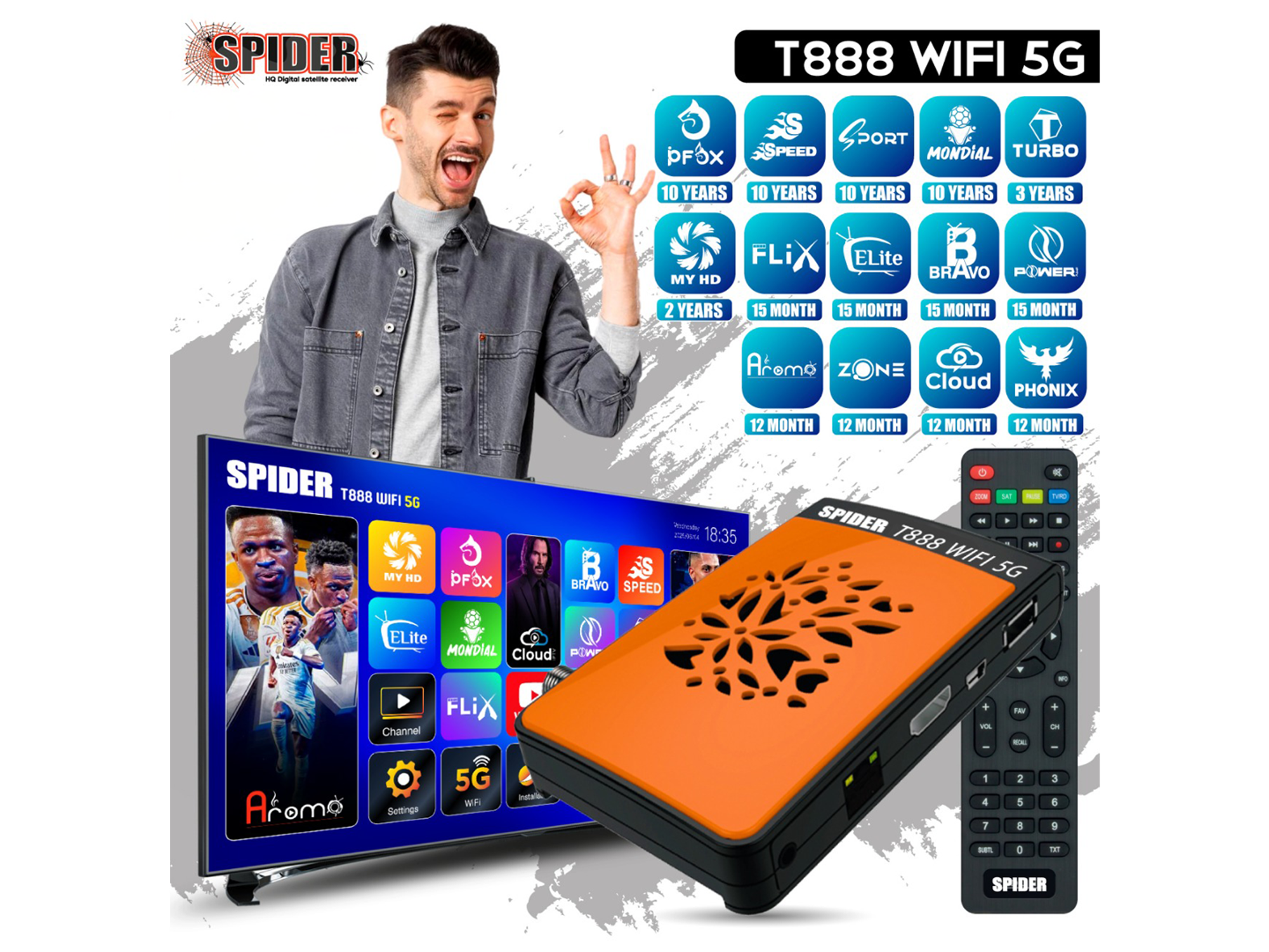 سبايدر T888 واي فاي 5G ريسيفر - أفضل سعر سبايدر T888 واي فاي 5G ريسيفر - أفضل سعر