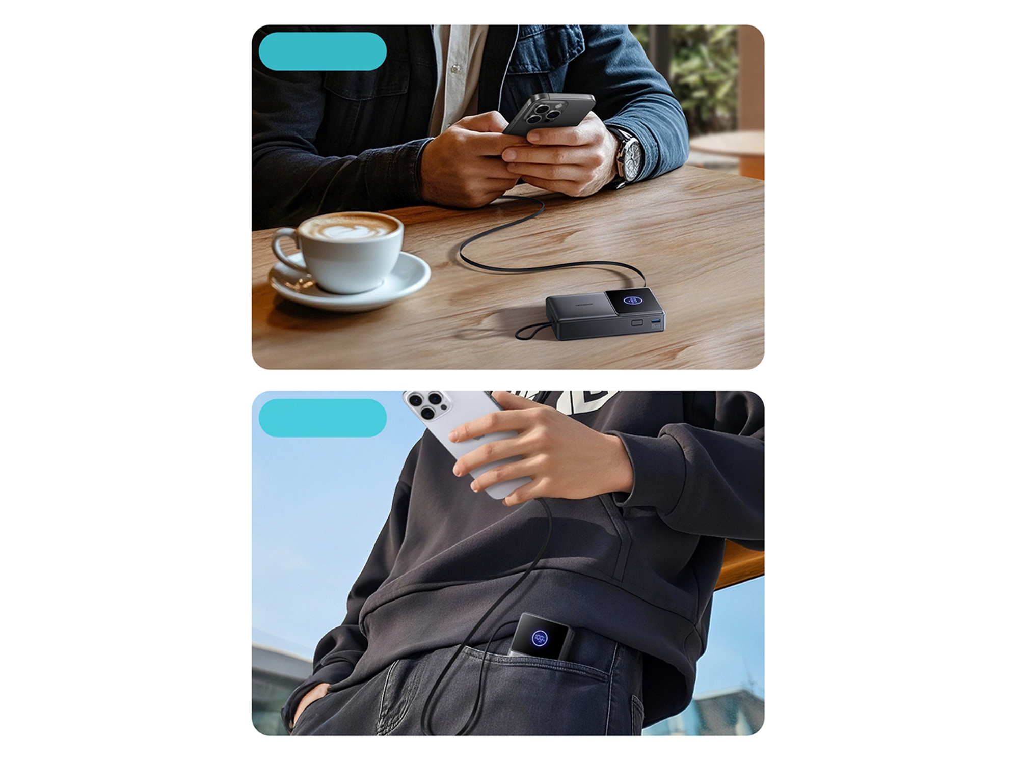 جوي روم JR-PR1 باور بانك سعة 10000 مللي أمبير/ساعة وقوة 22.5 واط مع كيبل USB-C مدمج قابل للسحب - أفضل سعر