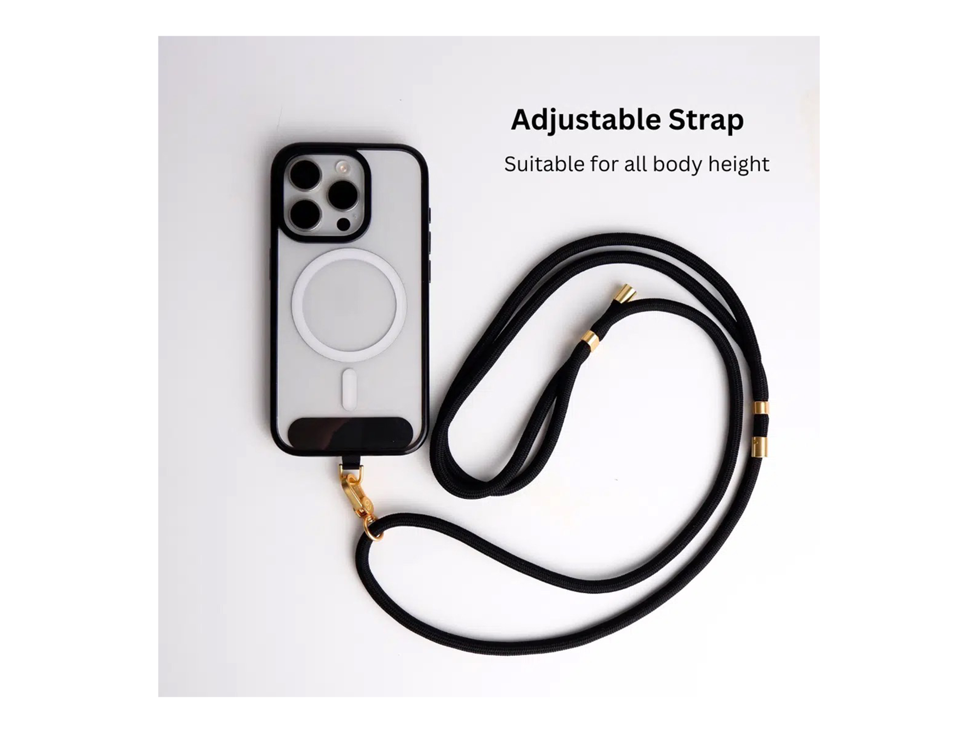 LEEU DESIGN 160cm Crossbody Phone Lanyard 6mm Polyester Adjustable Neck Strap with Gold Tether Tab - Best Prices