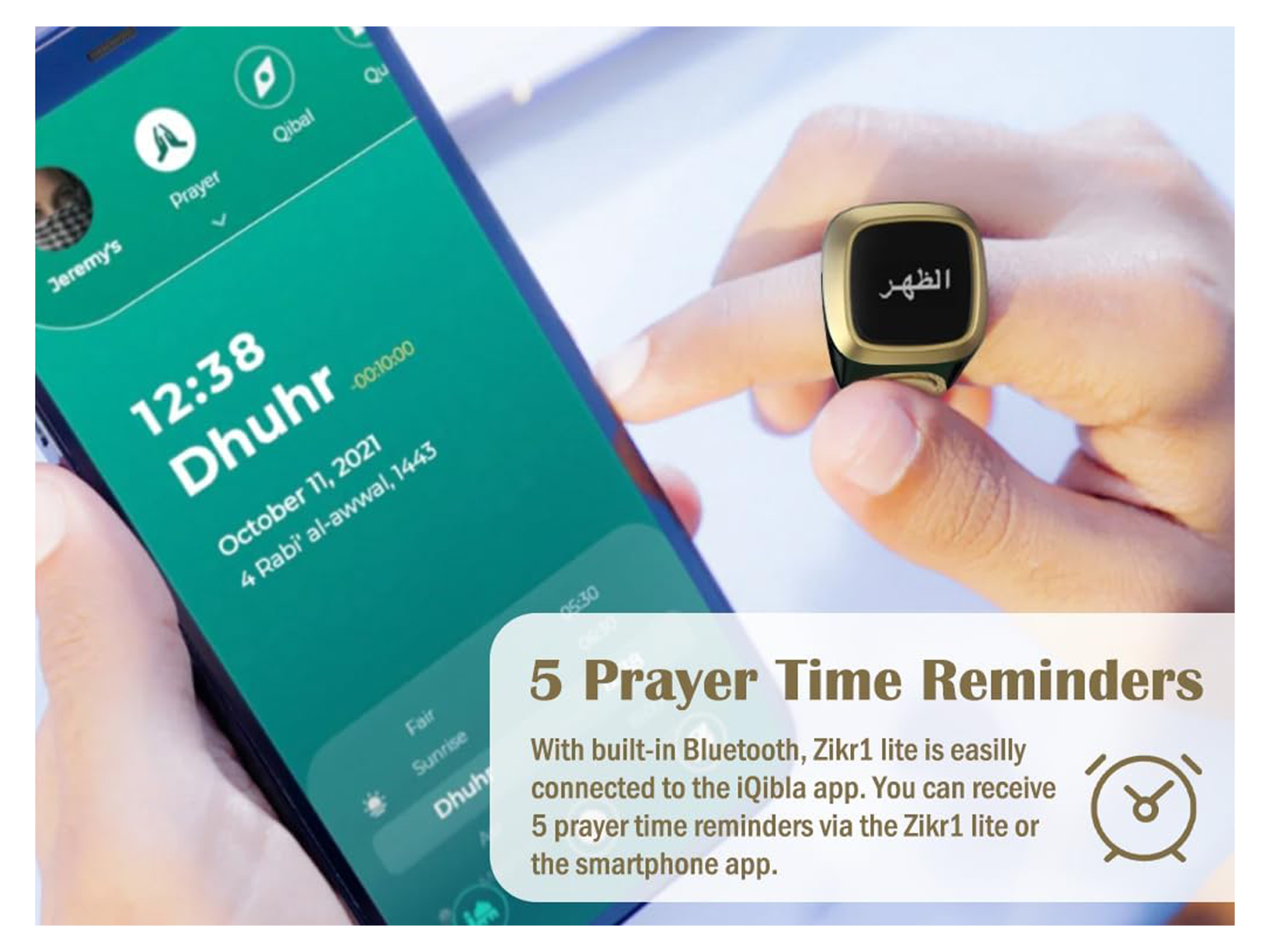 IQibla Smart Zikr Ring Waterproof Digital Counter & Vibration Reminder Azan Alarm Clock - Best Prices