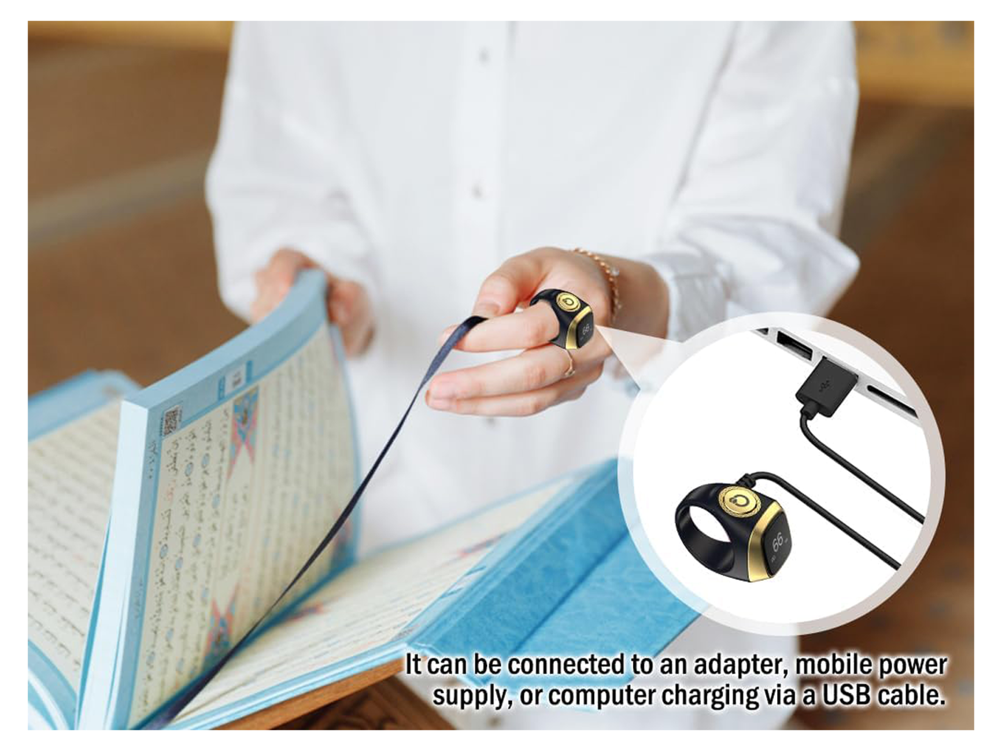 IQibla Smart Zikr Ring Waterproof Digital Counter & Vibration Reminder Azan Alarm Clock - Best Prices