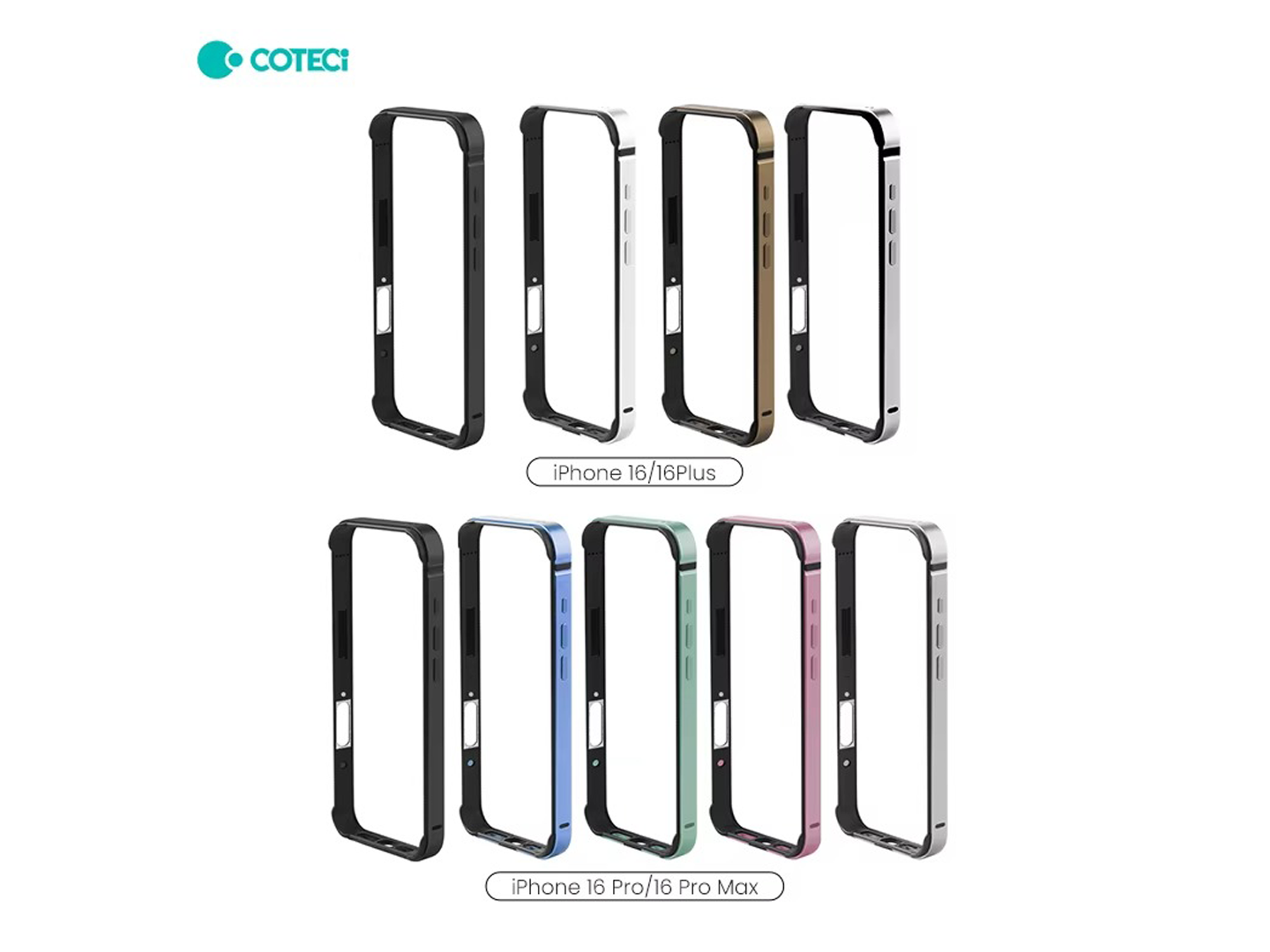 Coteci Aluminum Metal Bumper Frame Case for iPhone 16 - Best Prices