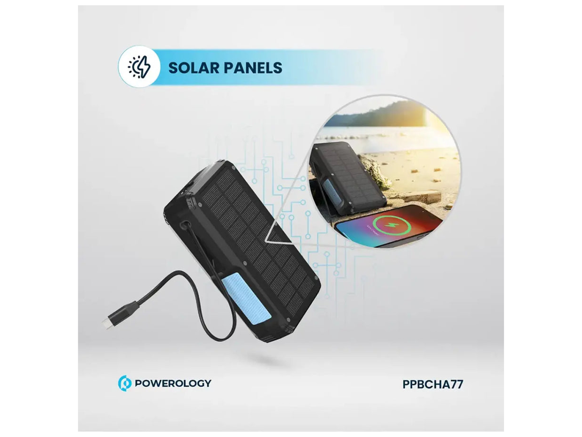 Powerology 27000mAh Solar Wireless Charging Power Bank - Best Prices