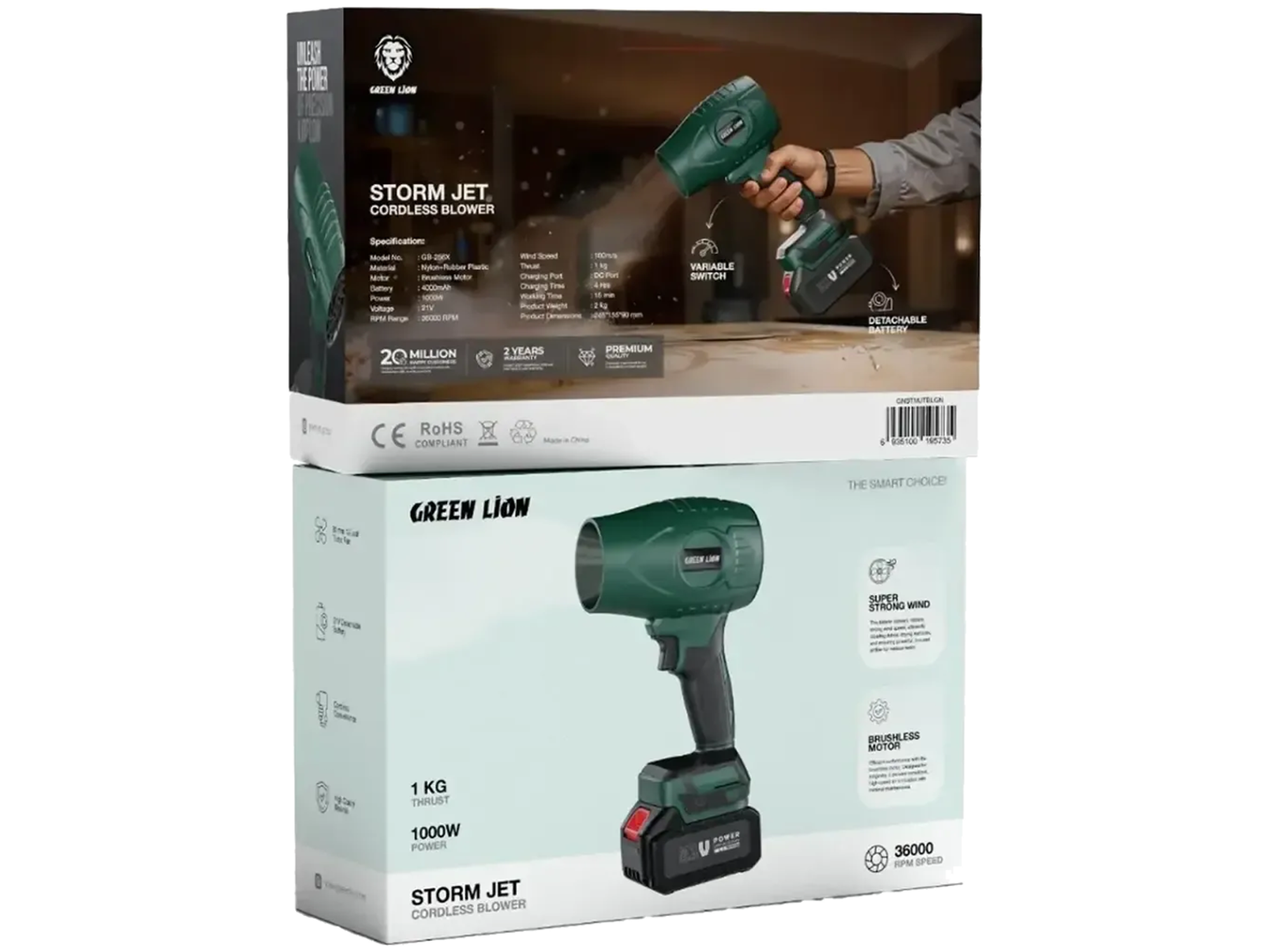Green Lion Storm Jet Cordless Blower - Green - Best Prices