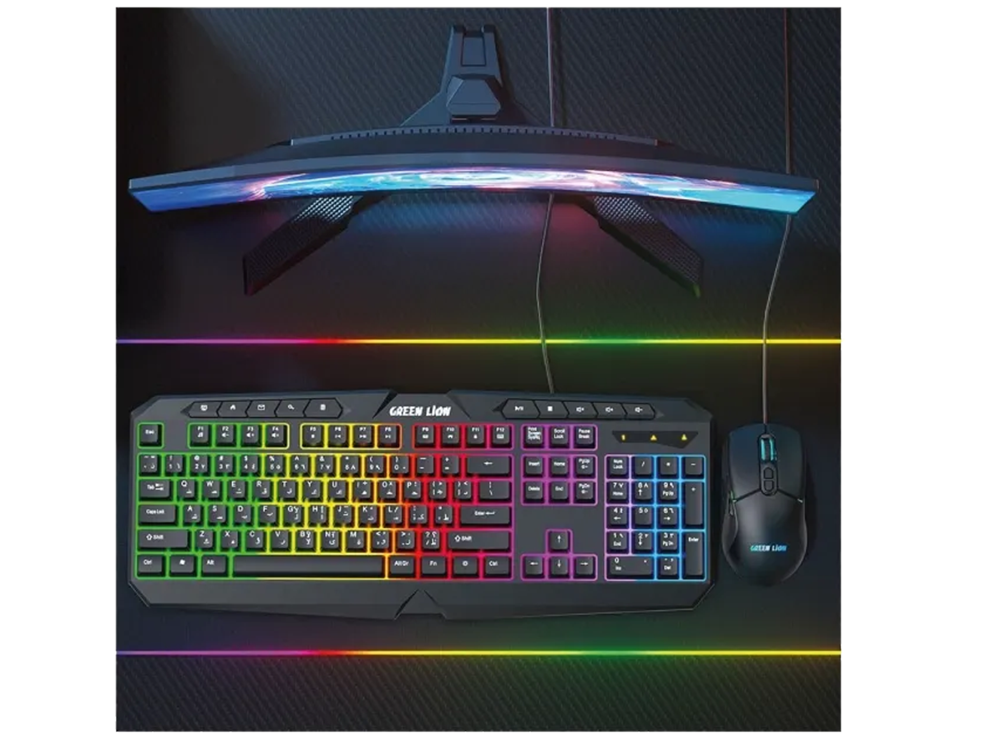 جرين ليون لوحة مفاتيح وماوس للألعاب GK-400 RGB - أسود - أفضل سعر جرين ليون لوحة مفاتيح وماوس للألعاب GK-400 RGB - أسود - أفضل سعر
