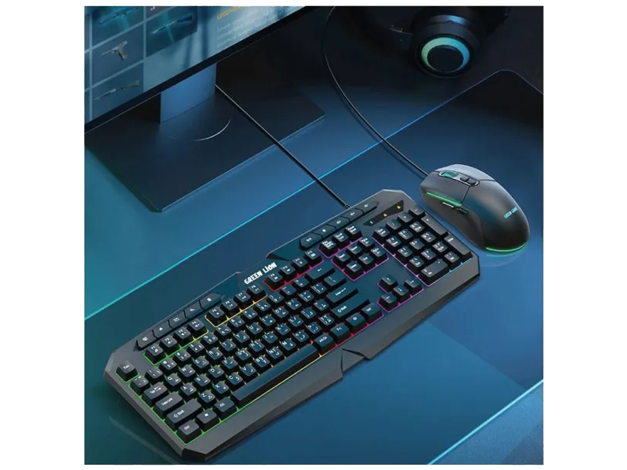جرين ليون لوحة مفاتيح وماوس للألعاب GK-400 RGB - أسود - أفضل سعر جرين ليون لوحة مفاتيح وماوس للألعاب GK-400 RGB - أسود - أفضل سعر
