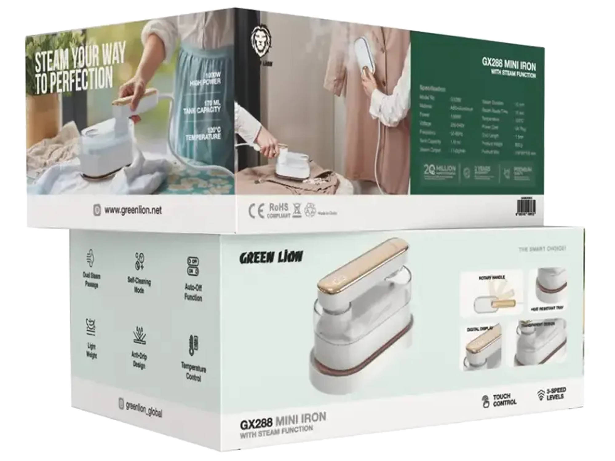Green Lion GX288 Mini Iron with Steam Function - Best Prices