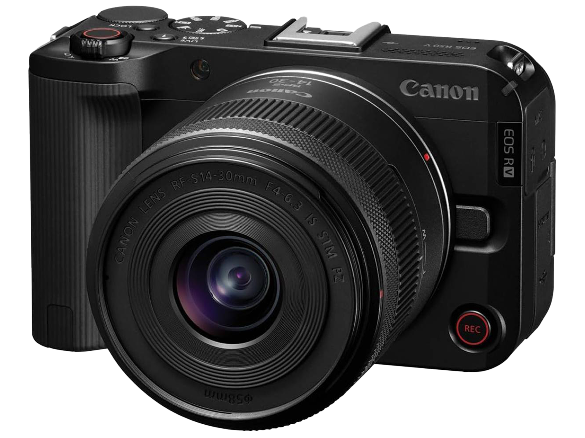 كاميرا كانون EOS R50 V بدون مرآة مع عدسة RF-S14-30mm F4-6.3 STM PZ، ومستشعر APS-C، ودقة 24.2 ميجابكسل، وتقريب فائق الاتساع، وتركيز تلقائي سريع، ومجموعة أدوات مثالية لمنشئي المحتوى، بما في ذلك مدونات الفيديو والبث المباشر. - أفضل سعر