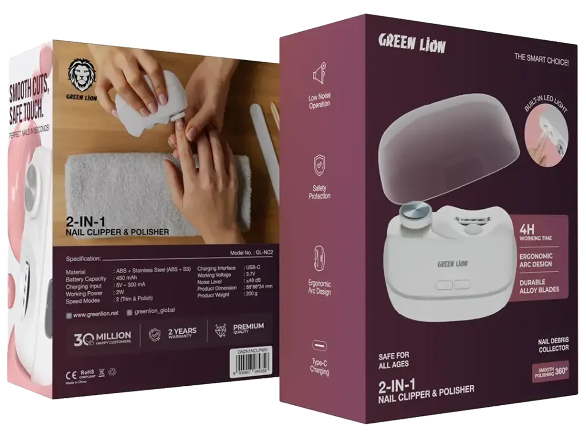 Green Lion 2-In-1 Nail Clipper and Polisher - White - Green Lion 2-In-1 Nail Clipper and Polisher - White - Best Prices