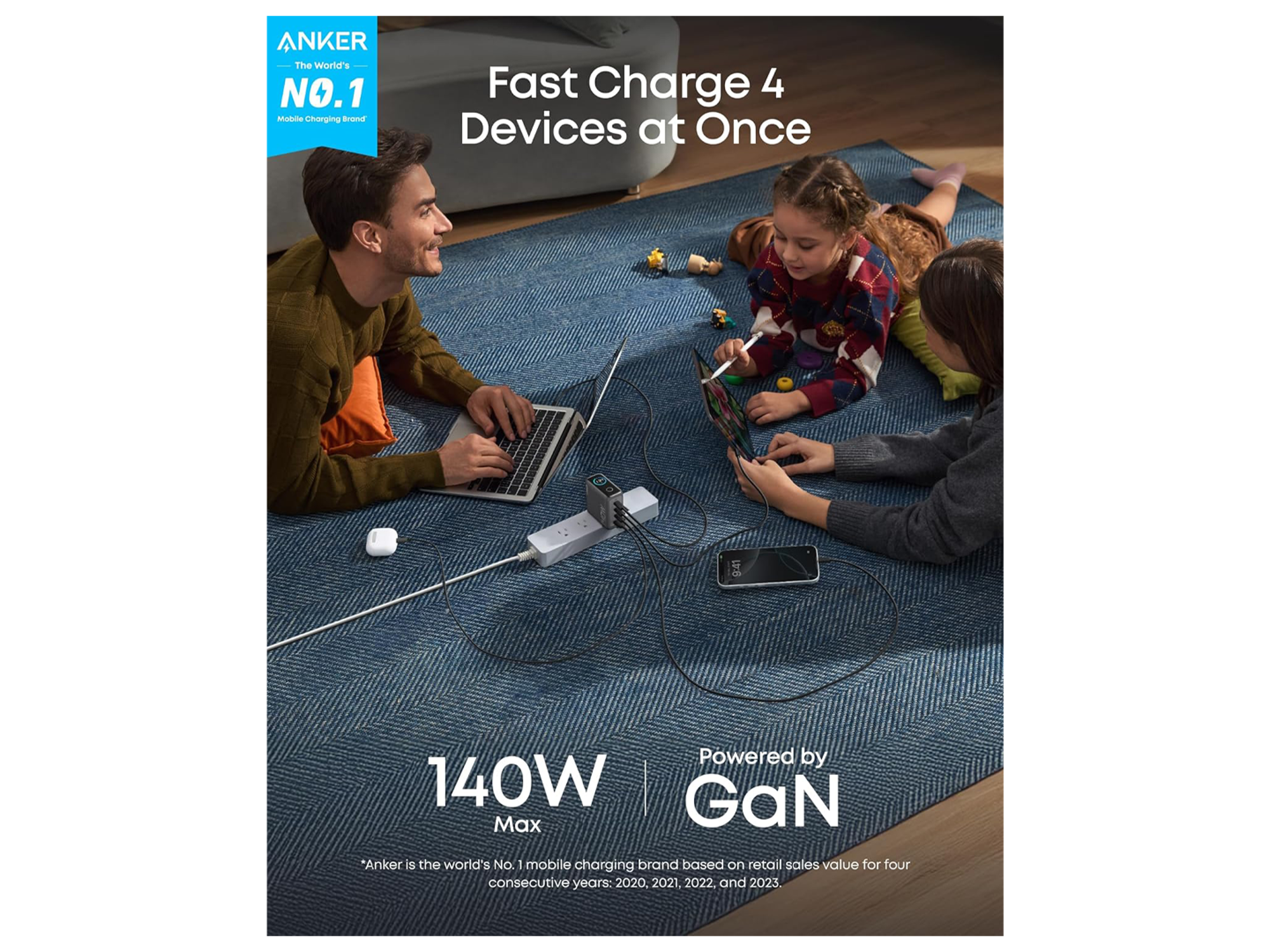 Anker Charger 140W, 4-Port, PD 3.1 with USB-C Cable - Best Prices
