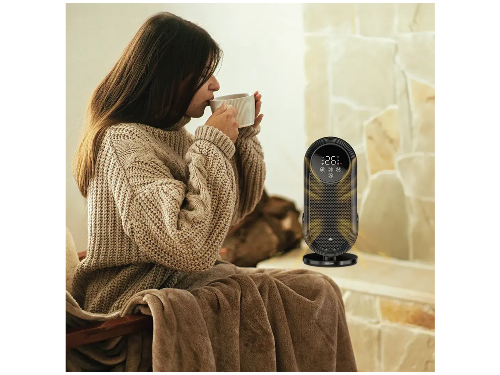 جرين ليون مروحة ومدفأة Heater Lite مع جهاز تحكم عن بعد - أفضل سعر