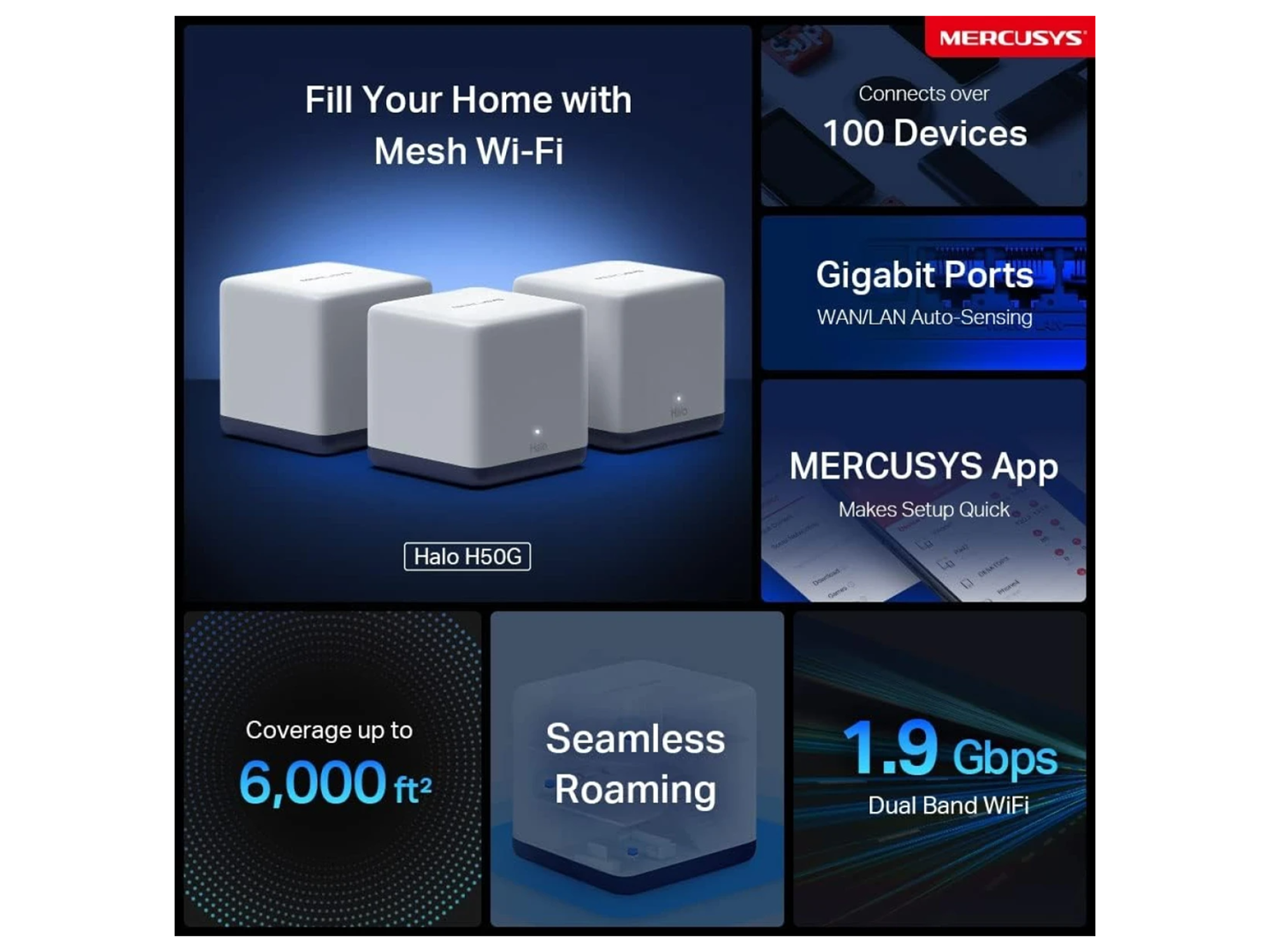 مركوسيس نظام شبكة  Wi-Fi من فئة AC1900 لتغطية المنزل بالكامل - أفضل سعر